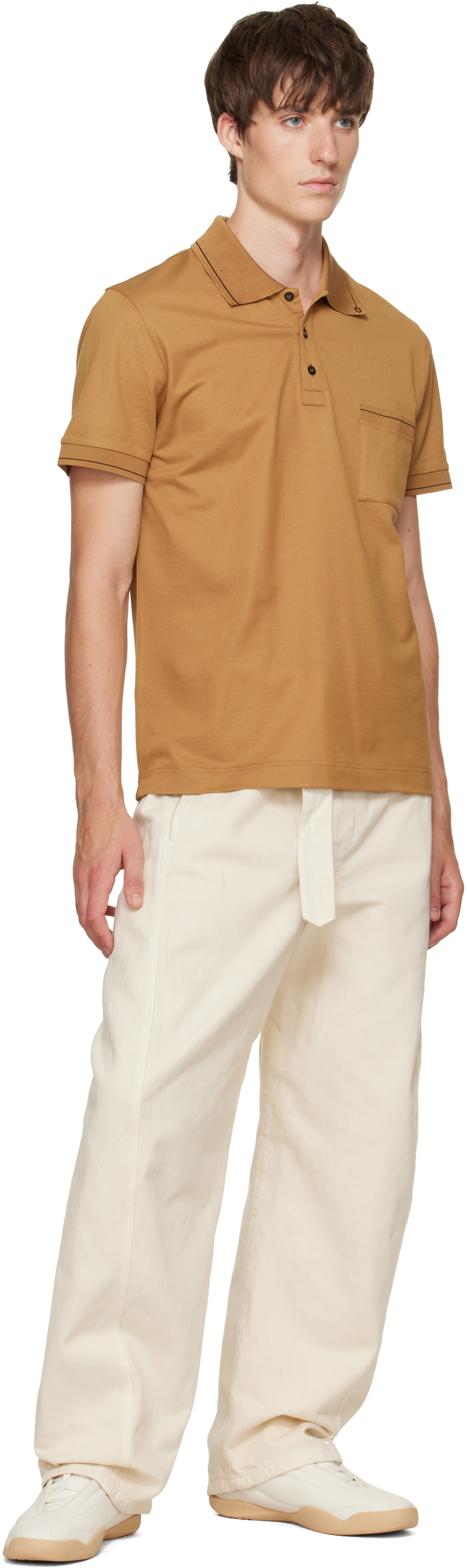 Lacoste - Baskets Protect beiges en cuir