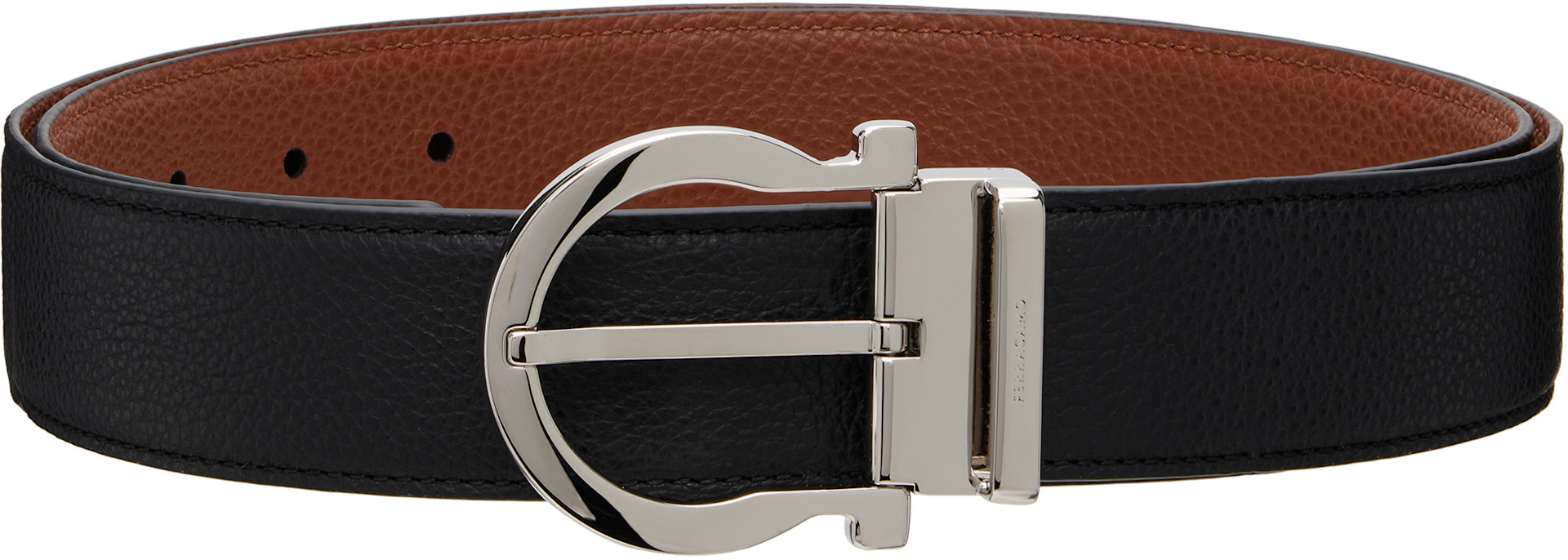 小物 Salvatore Ferragamo gancini reversible Ferragamo: Black Reversible & Adjustable Gancini Casual Belt | SSENSE