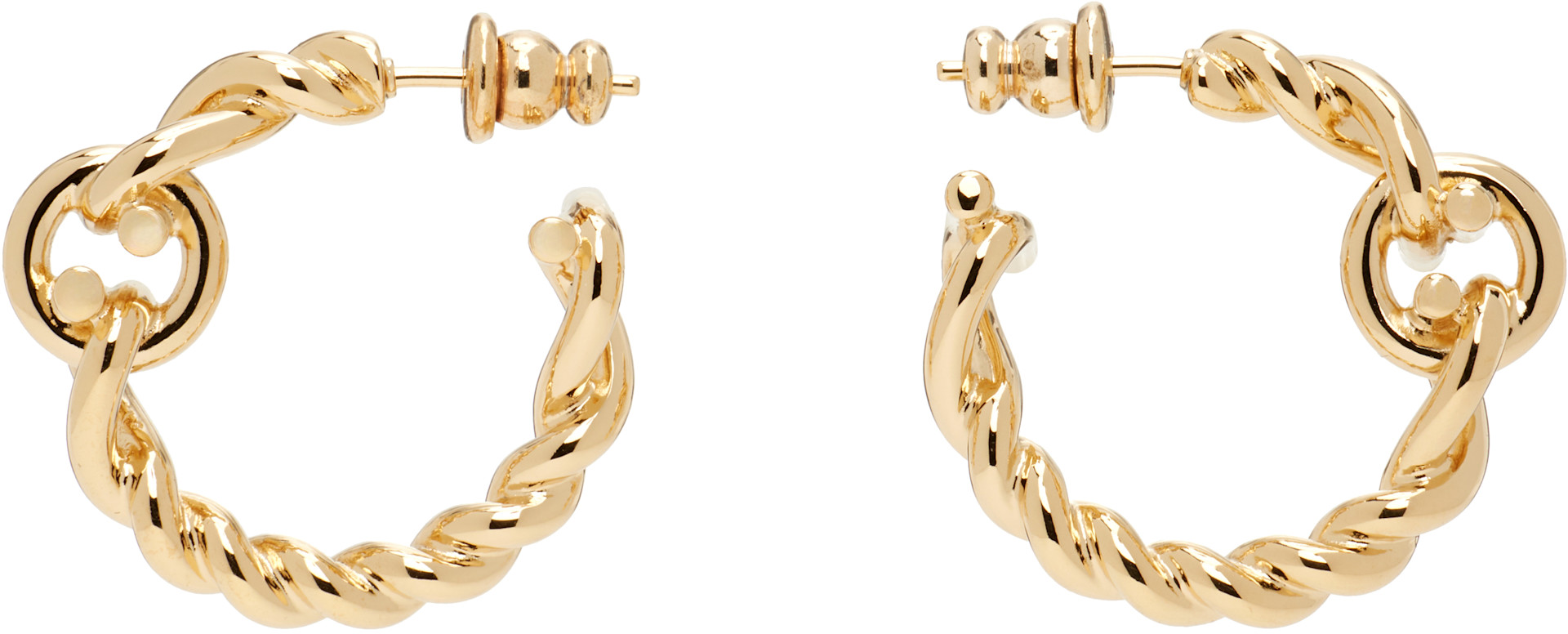 Ferragamo: Twisted Chain Gancini フープピアス | SSENSE 日本