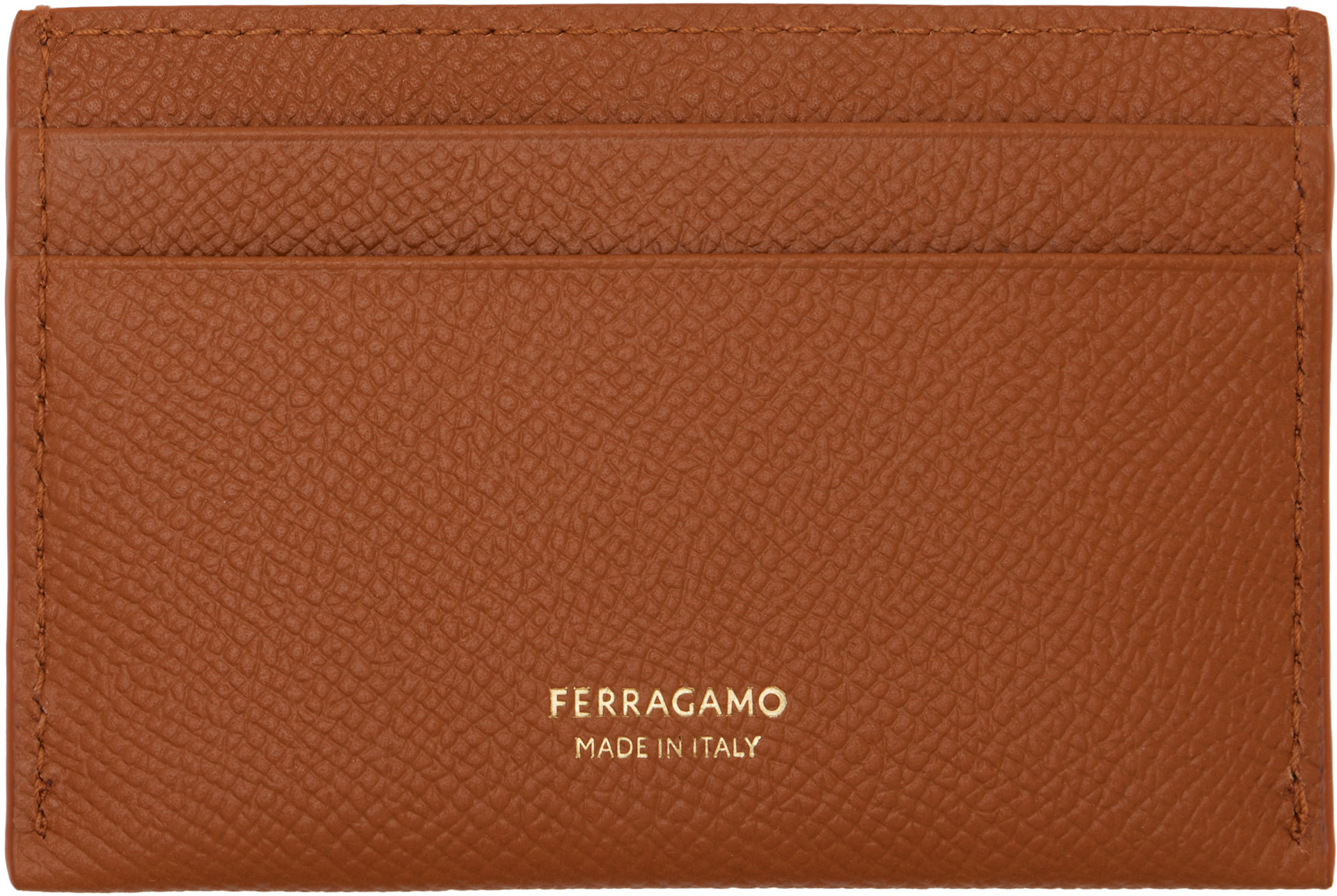 Ferragamo: Brown Gancini Credit Card Holder | SSENSE Canada