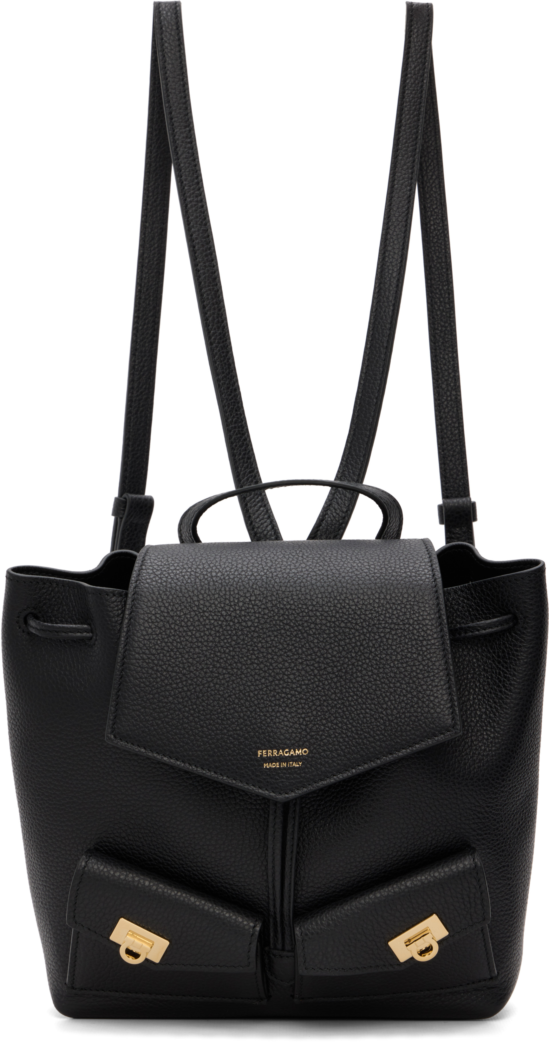 Ferragamo - Black Multi-Pocket Mini Backpack