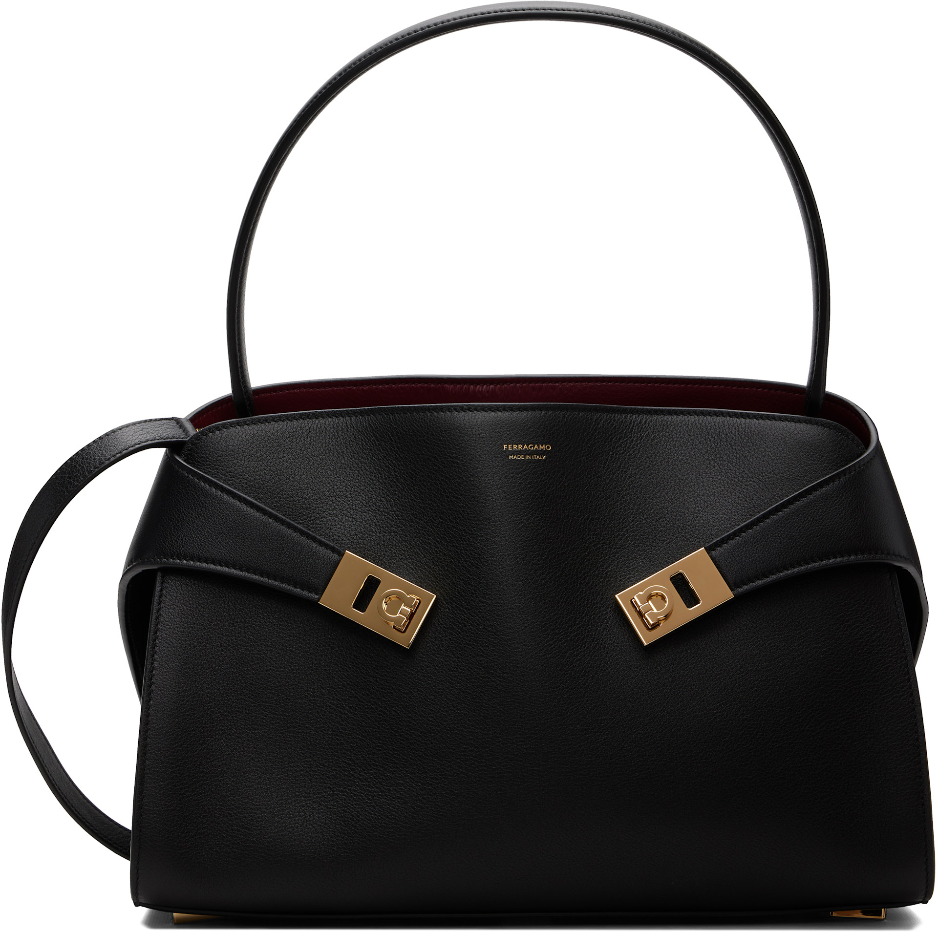 Ferragamo: ブラック＆レッド Hug Soft バイカラー ショルダーバッグ 