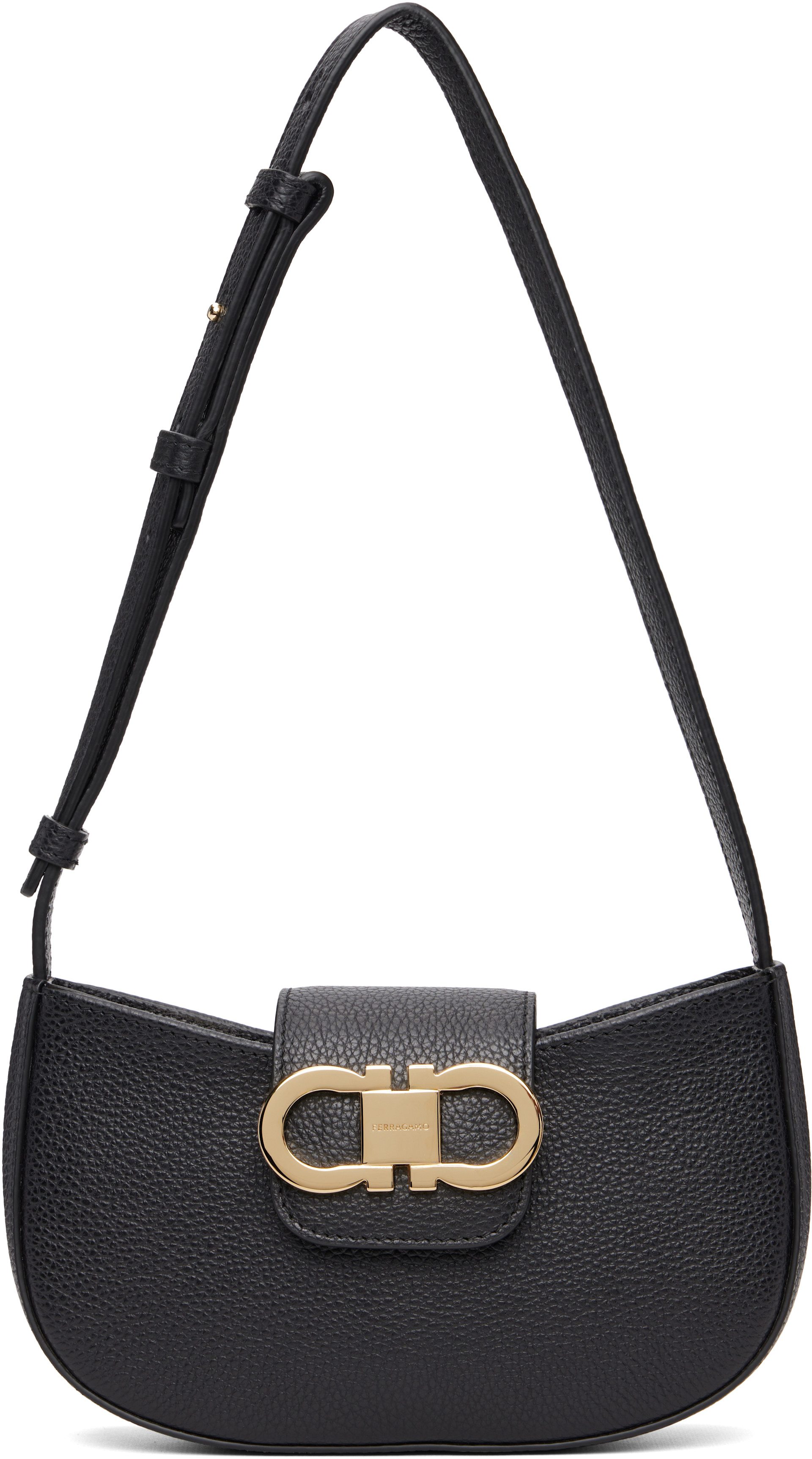 Ferragamo: Black Double Gancini Mini Shoulder Bag | SSENSE