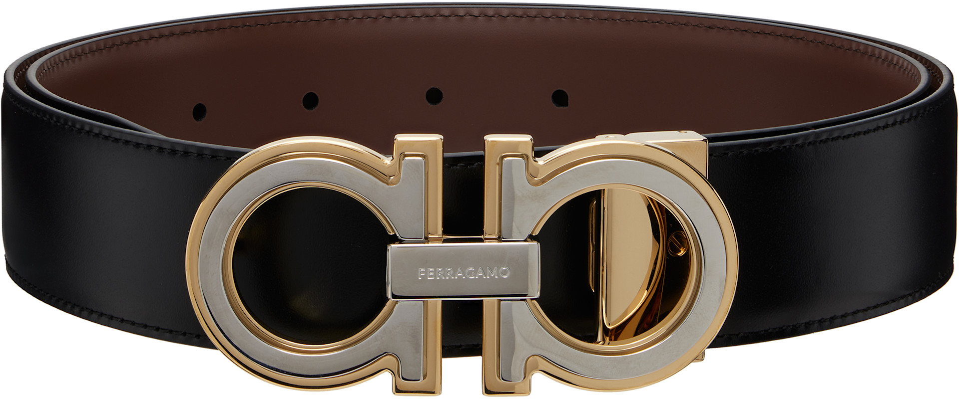 Salvatore Ferragamo ベルト ベージュ/ブラック Ferragamo: ブラック Reversible & Adjustable Gancini ベルト