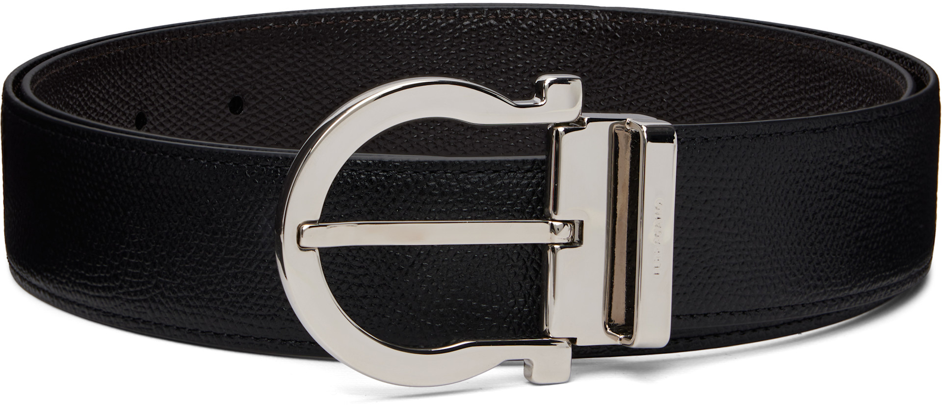 Ferragamo: ブラック＆ブラウン アジャスタブル＆リバーシブル ベルト