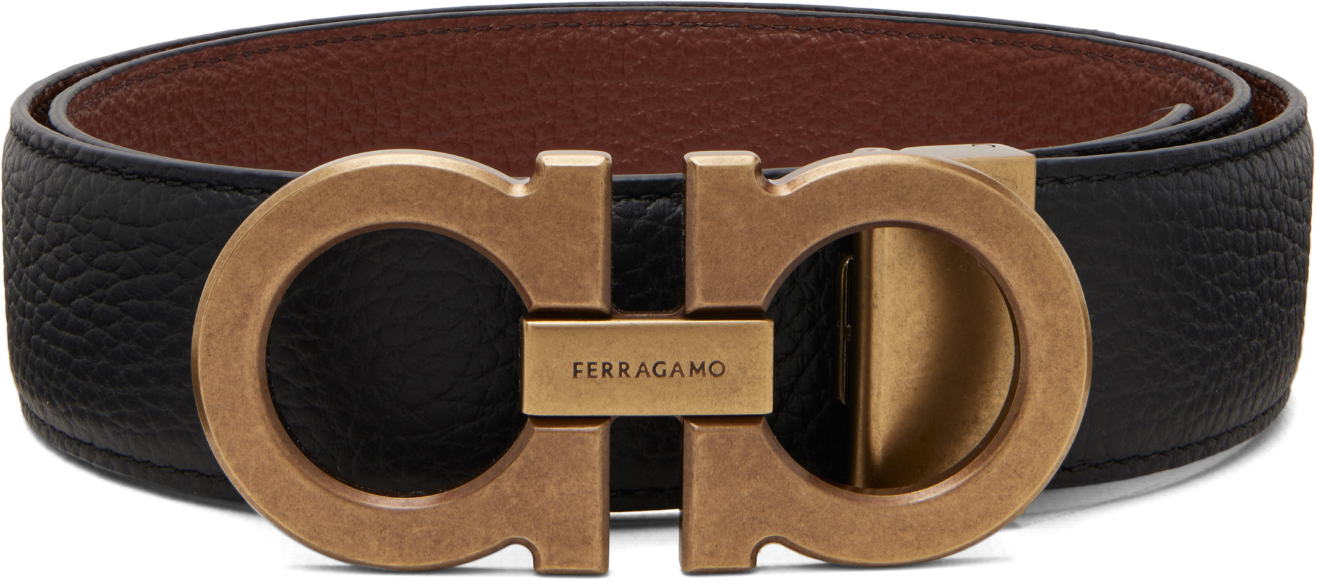 Ferragamo: ブラック Gancini ベルト | SSENSE 日本