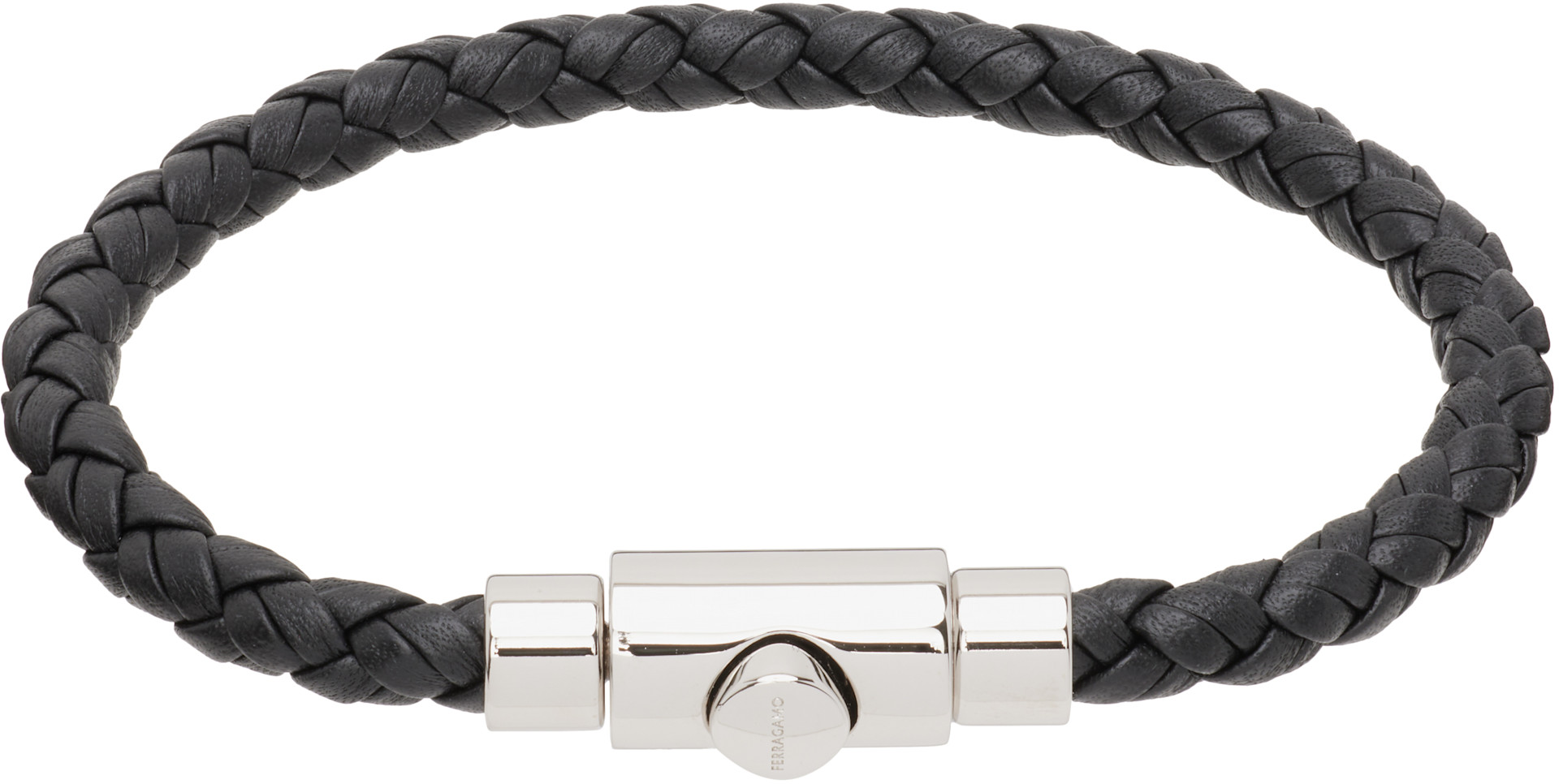 Ferragamo: Braided Leather Bracelet | SSENSE