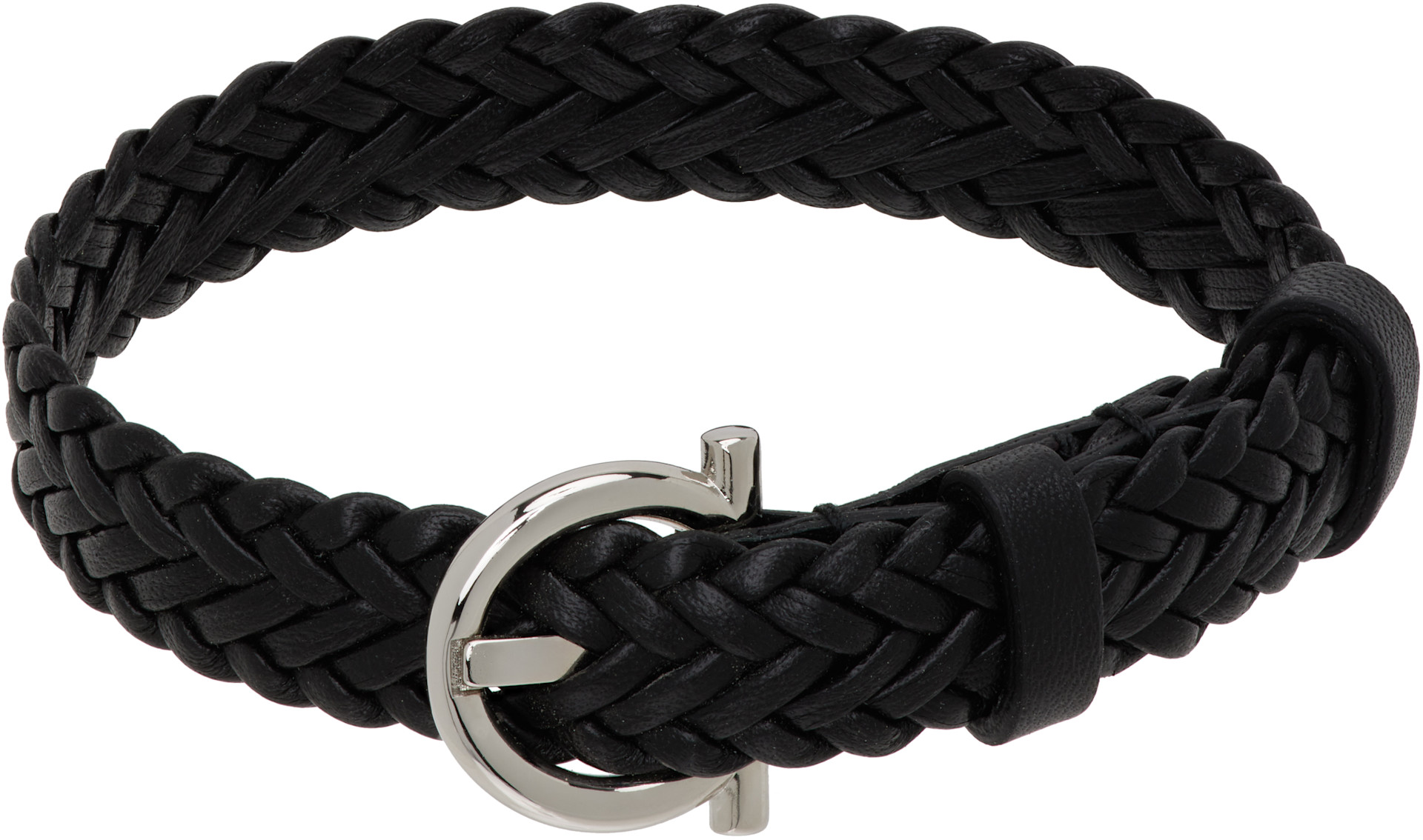 Ferragamo: Braided Leather Bracelet | SSENSE