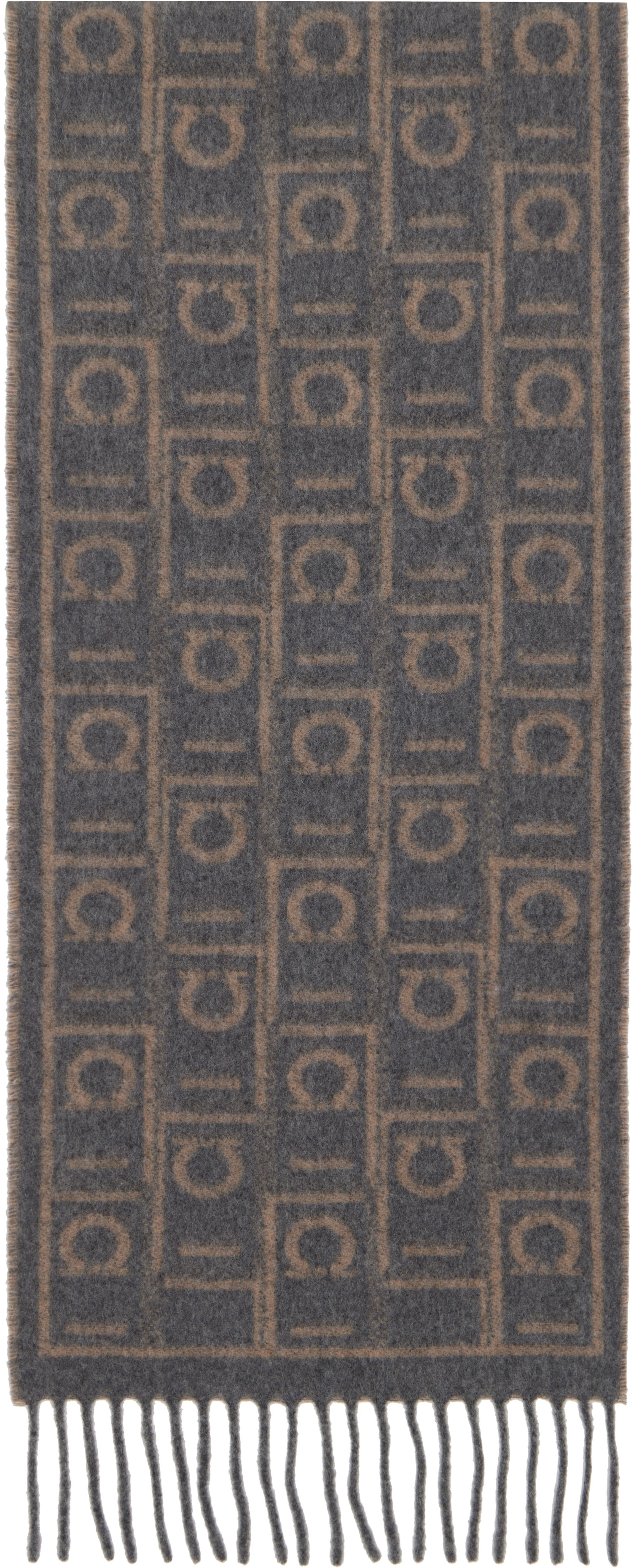 Ferragamo: Gray & Beige Ferragamo Monogram Scarf | SSENSE Canada