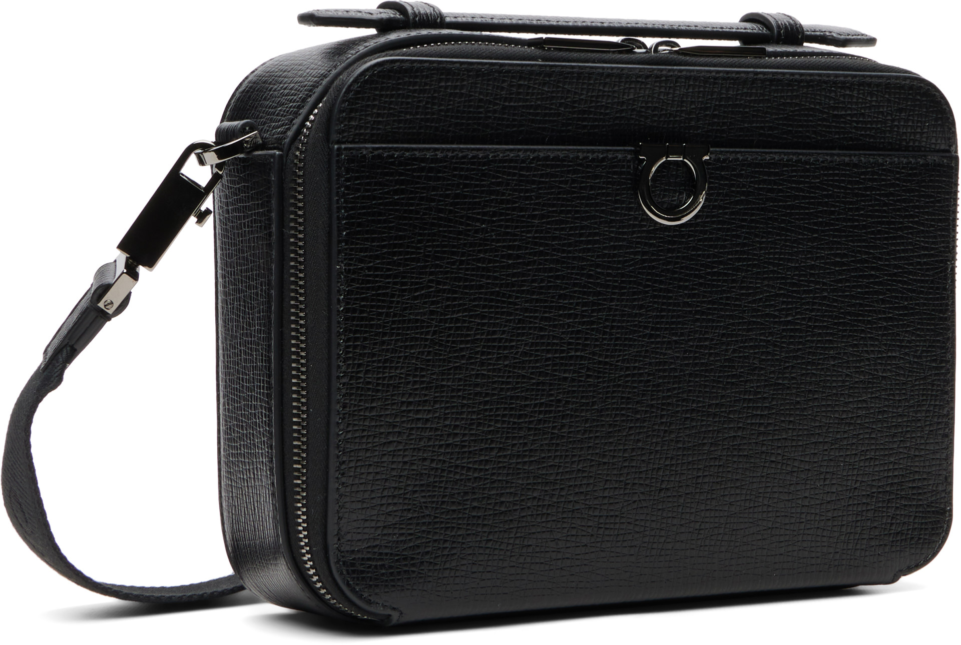 Ferragamo: ブラック Gancini クロスボディバッグ | SSENSE 日本