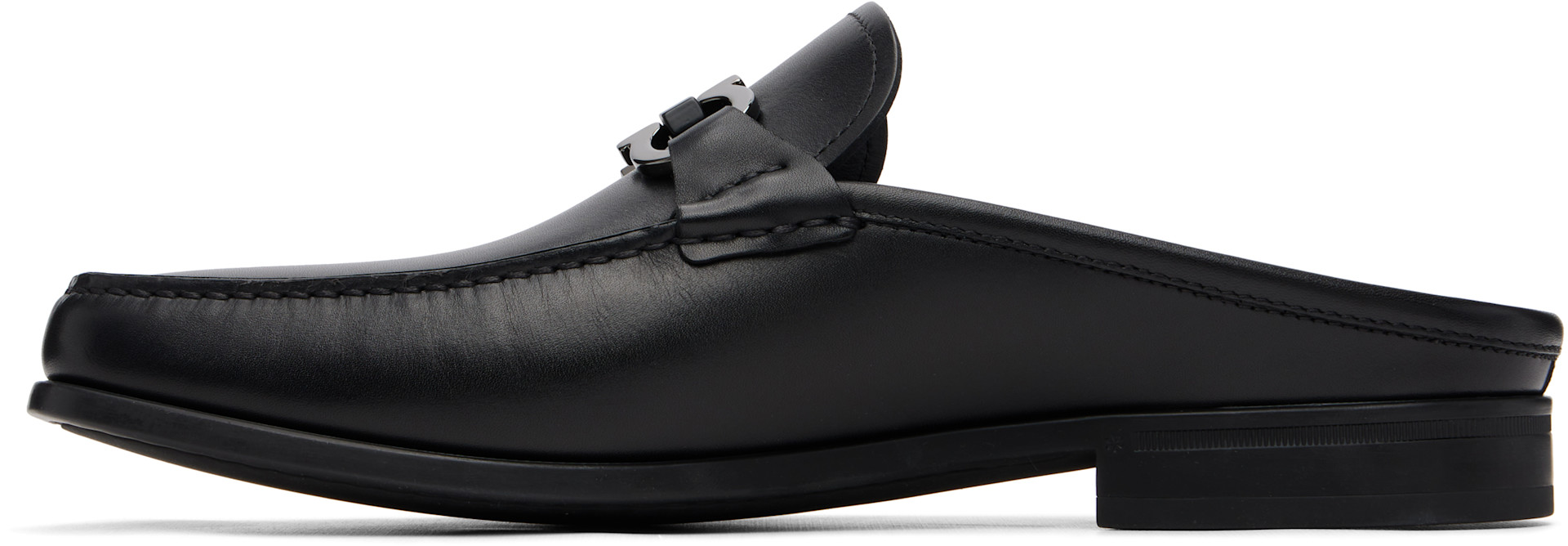 Ferragamo: ブラック Gancini Ornament ミュール ローファー | SSENSE 日本