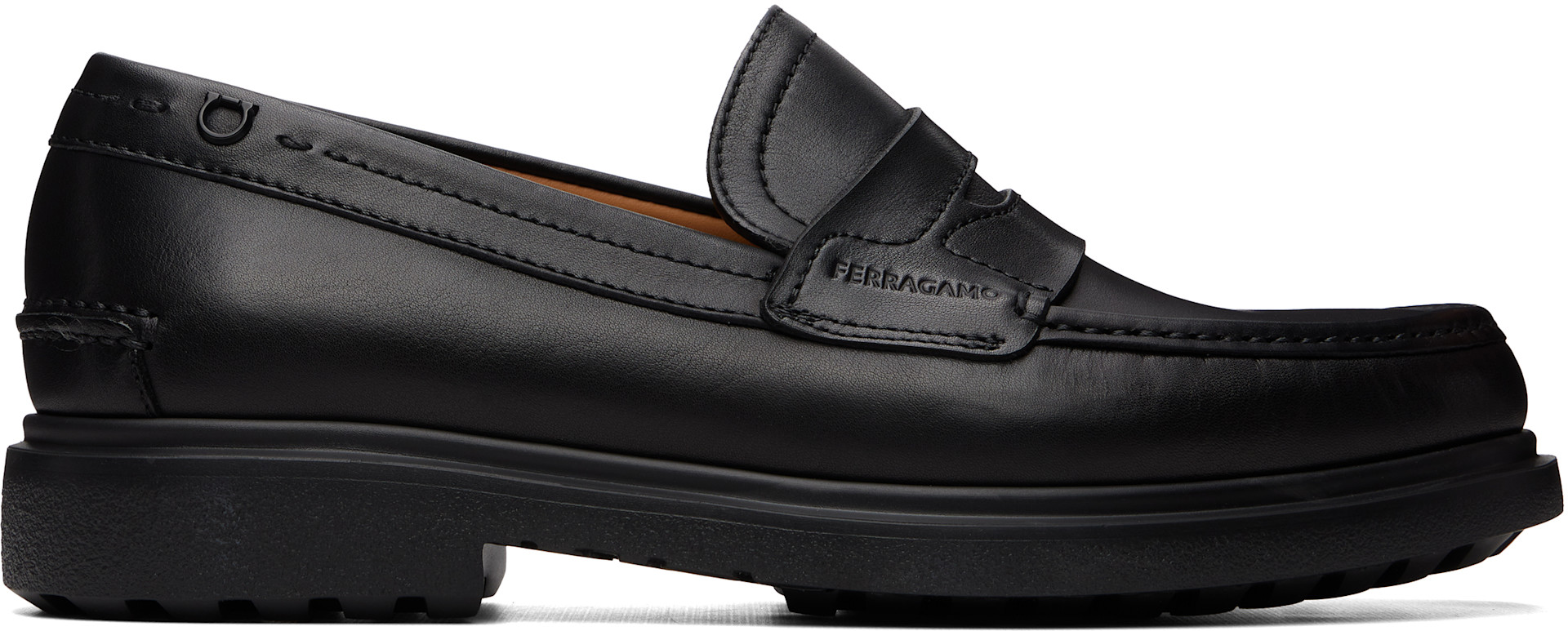Ferragamo ブラックローファー　メンズ　61/2 靴　イタリア製 Ferragamo: ブラック Brema ローファー | SSENSE 日本