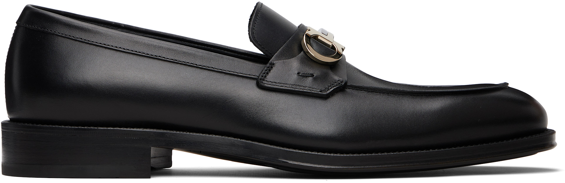 Ferragamo: ブラック Gancini Ornament ローファー | SSENSE 日本