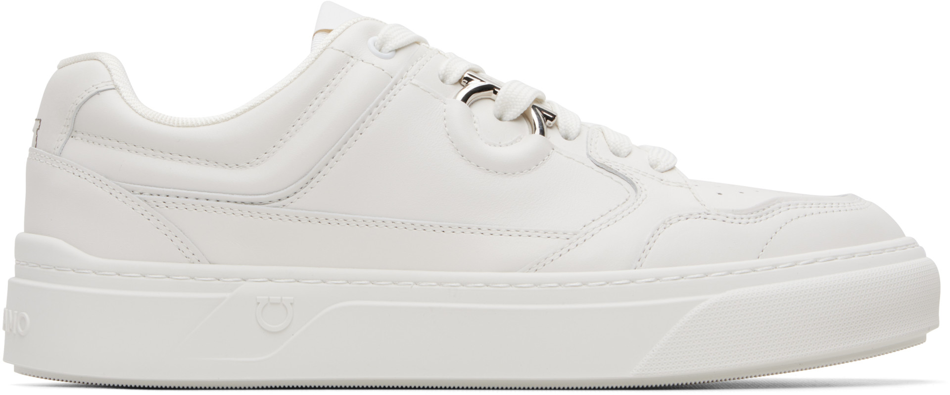 Ferragamo - Baskets blanches à ferrure Gancini