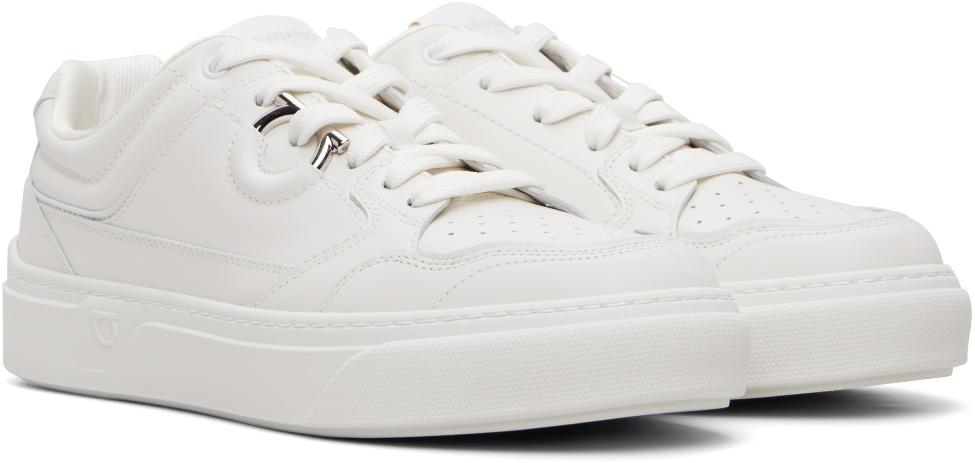 Ferragamo - Baskets blanches à ferrure Gancini