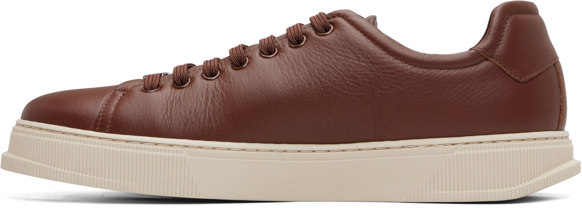 Ferragamo - Baskets brunes à laçage élastique