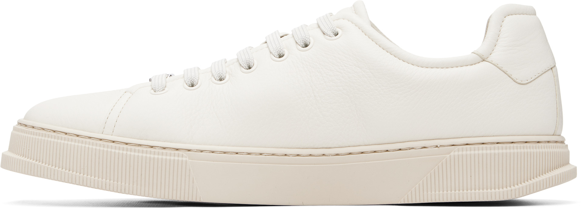 Ferragamo - Off-White Elastic Lace Sneakers
