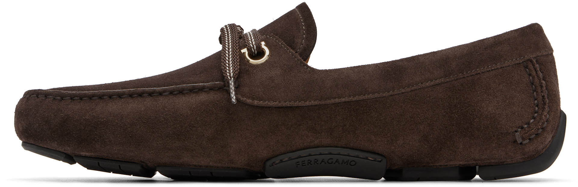 Ferragamo - Brown Laced Driver Loafers