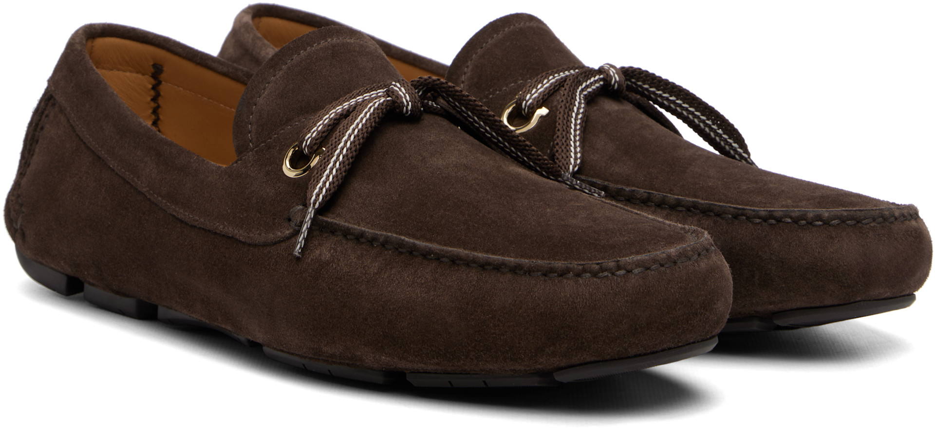 Ferragamo - Brown Laced Driver Loafers
