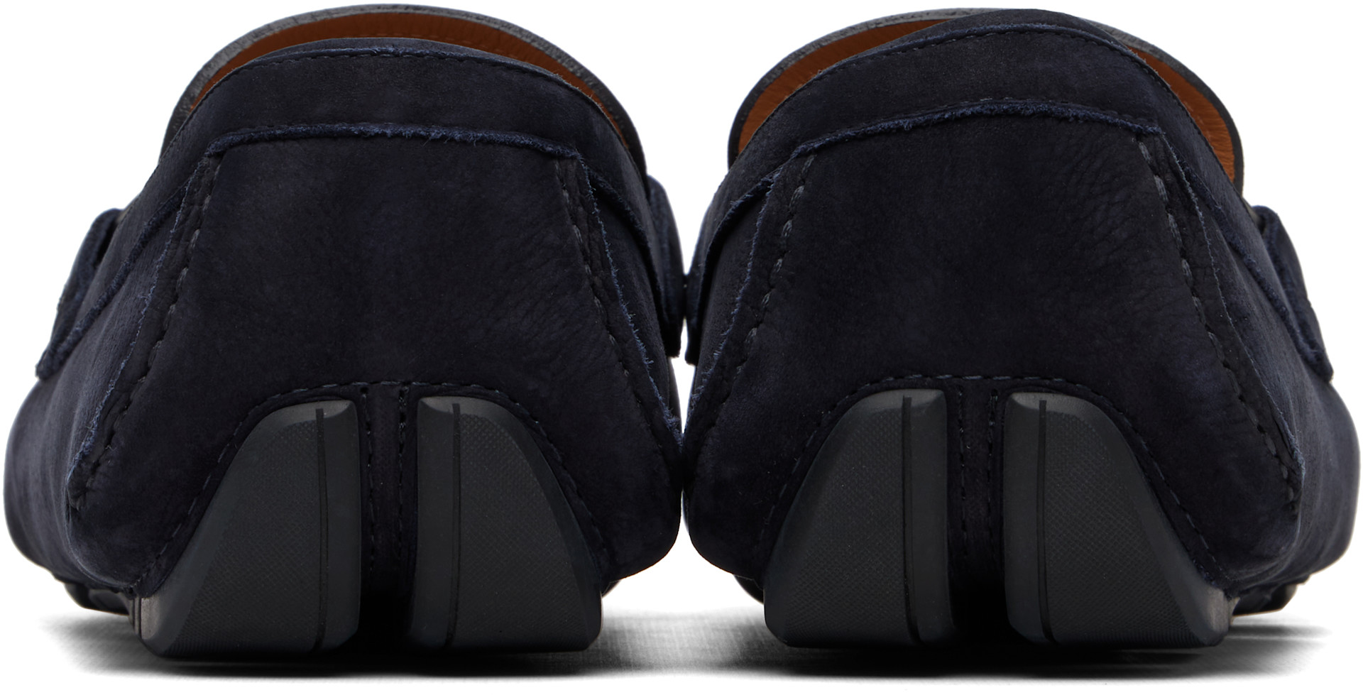 Ferragamo - Navy Gancini Ornament Driver Loafers