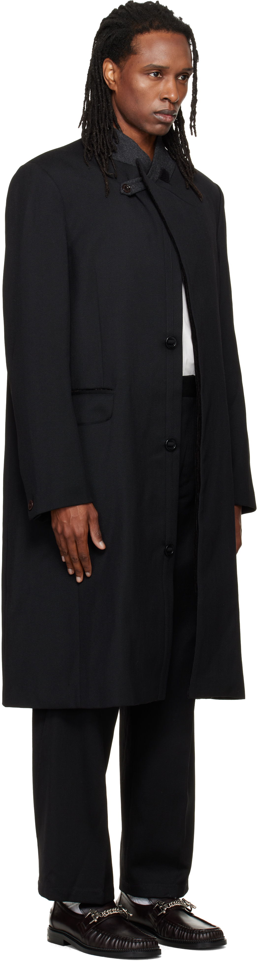 NULLUS - Manteau noir à col à découpe