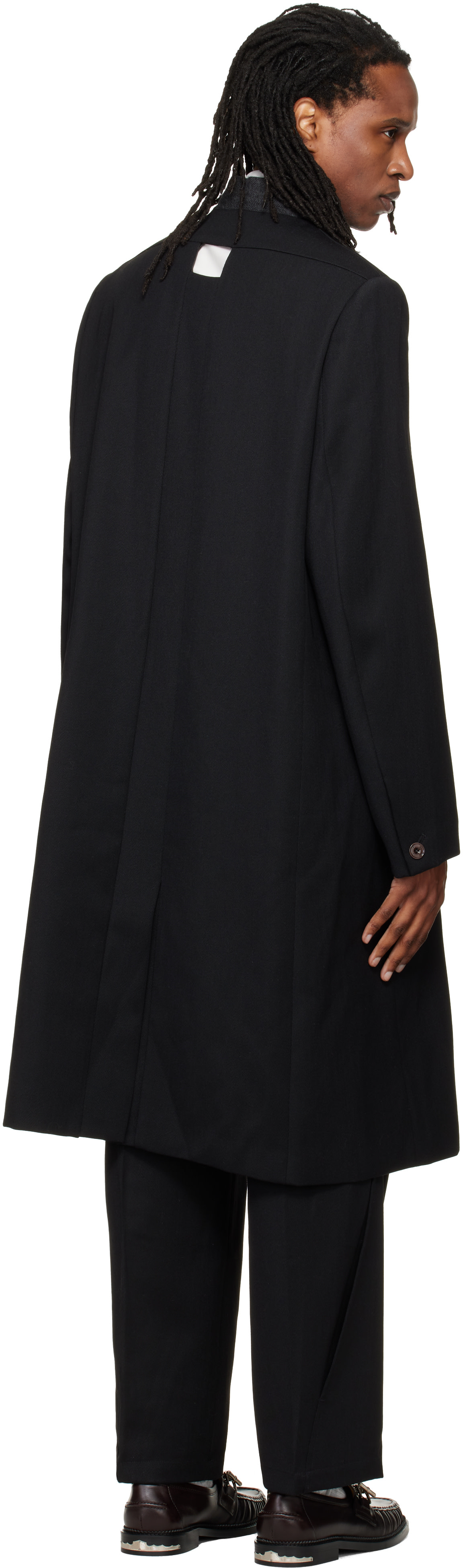 NULLUS - Black Pierced Collar Coat