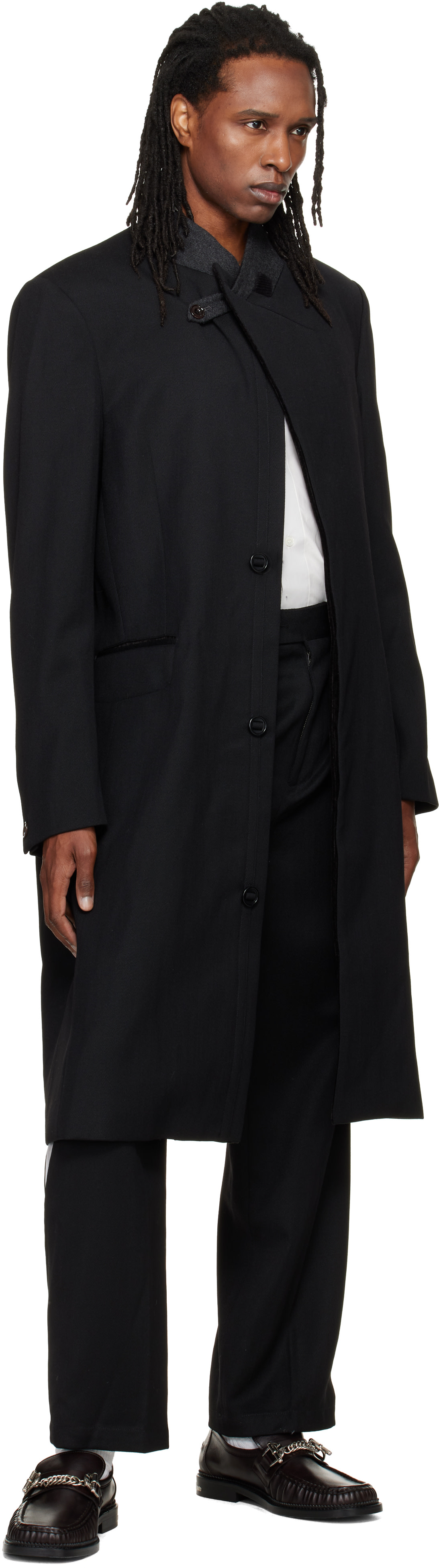 NULLUS - Manteau noir à col à découpe
