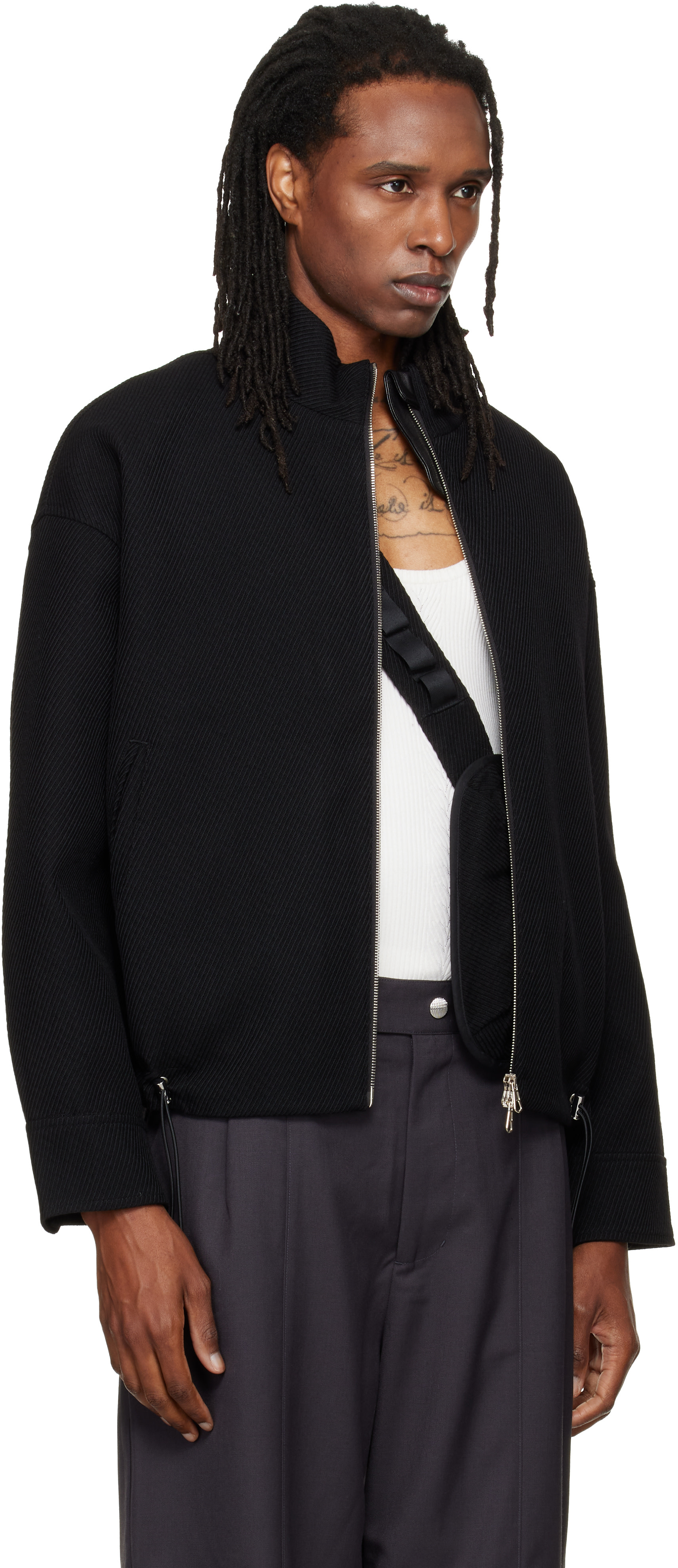 NULLUS - Blouson noir à bandoulière intégrée