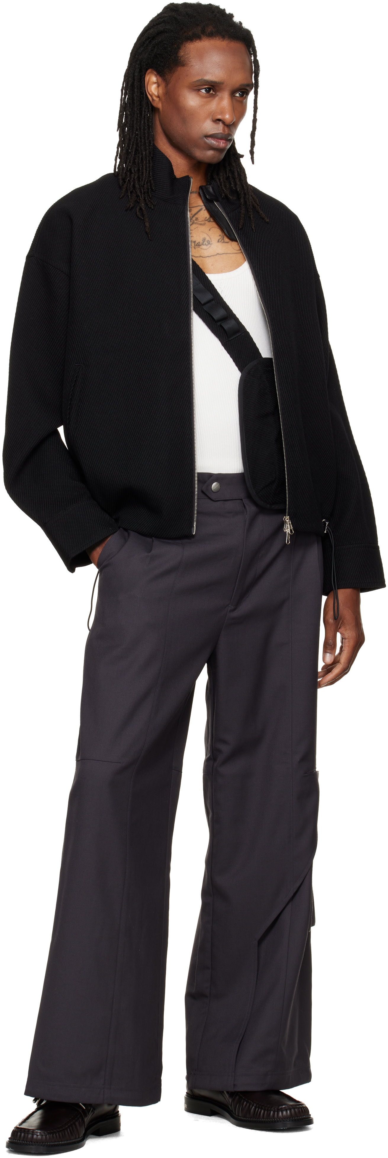 NULLUS - Blouson noir à bandoulière intégrée