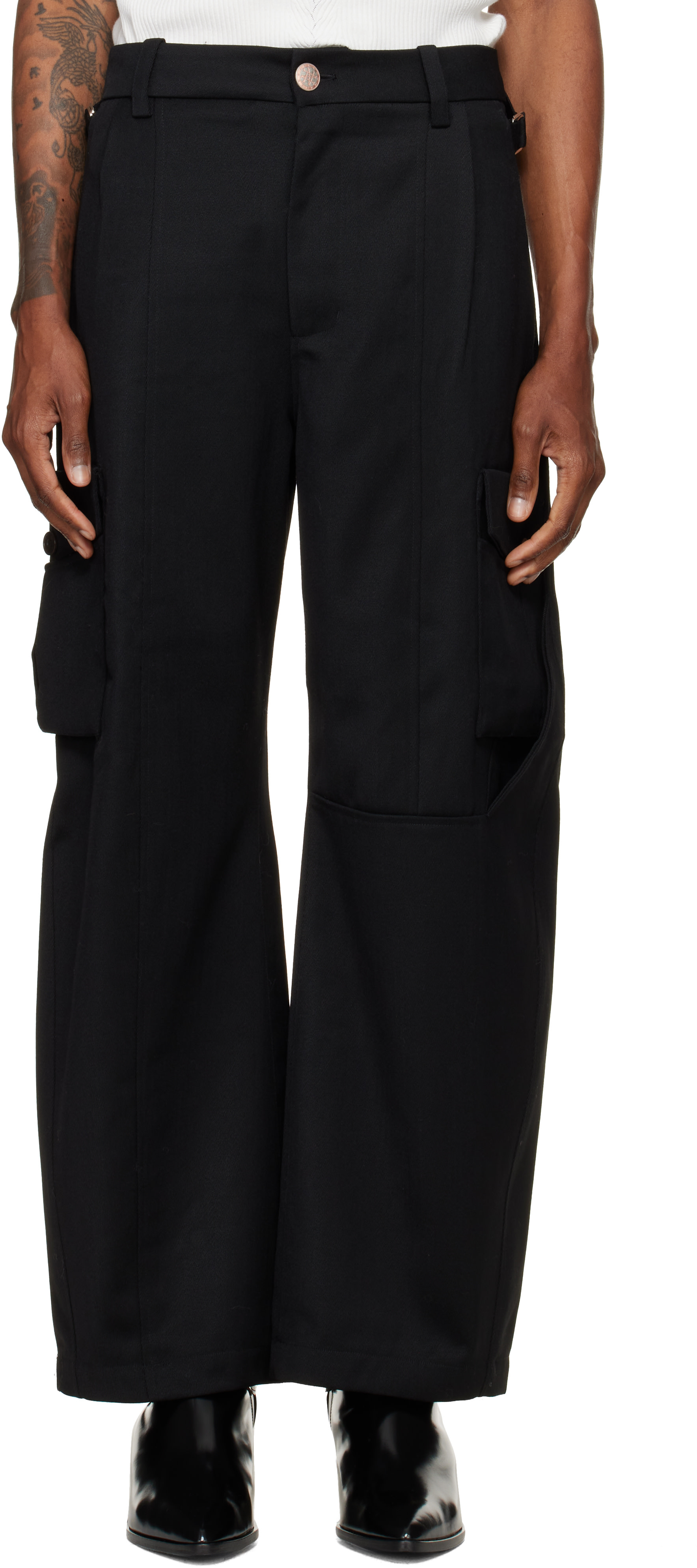 NULLUS - Black Low Poly Shift Cargo Pants