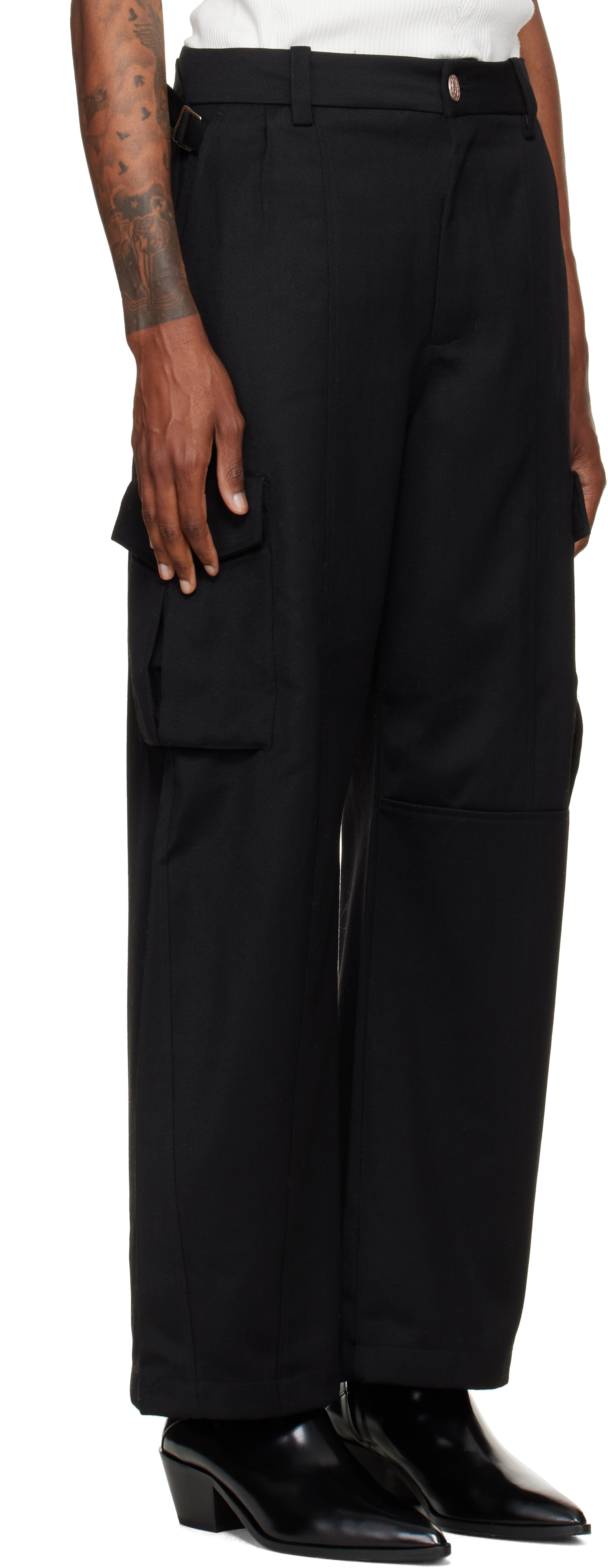 NULLUS - Black Low Poly Shift Cargo Pants