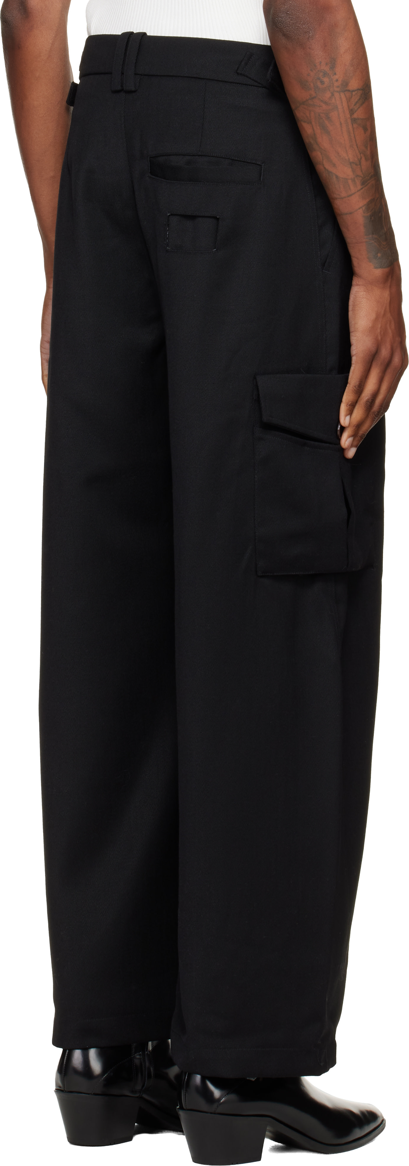 NULLUS - Black Low Poly Shift Cargo Pants