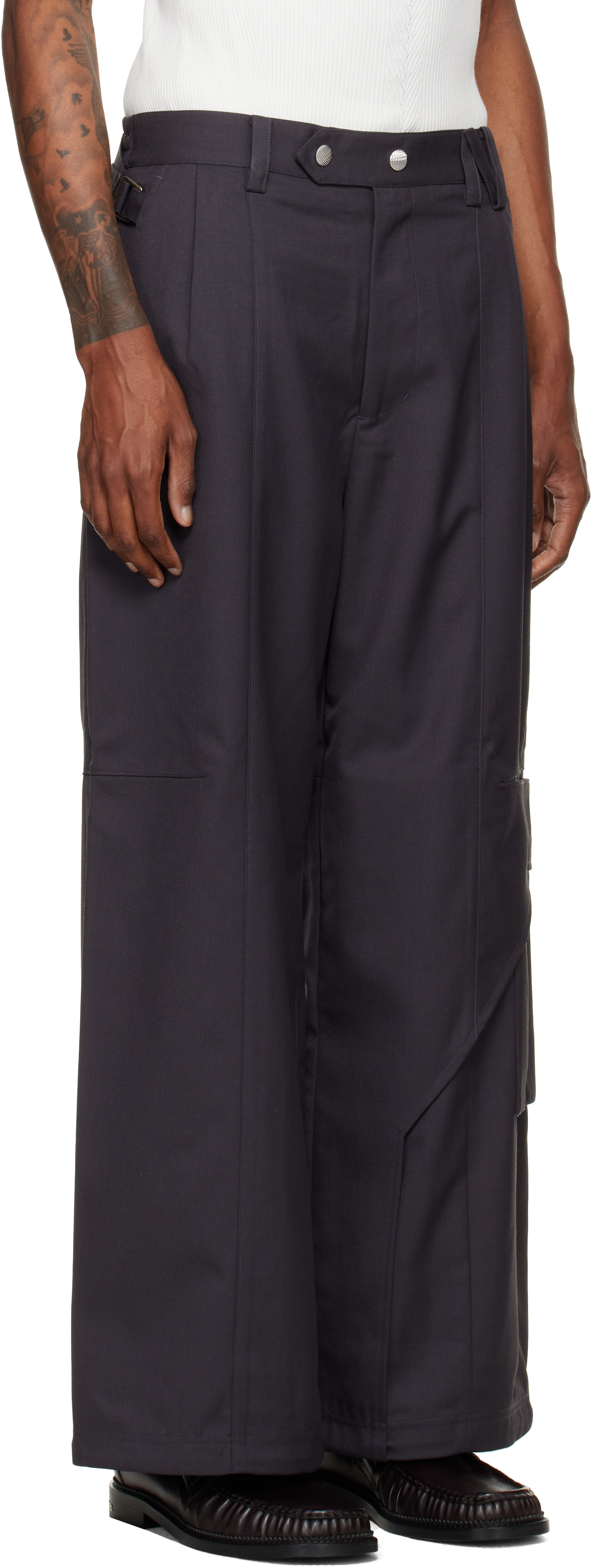 NULLUS - Gray Draped Slide Cargo Pants