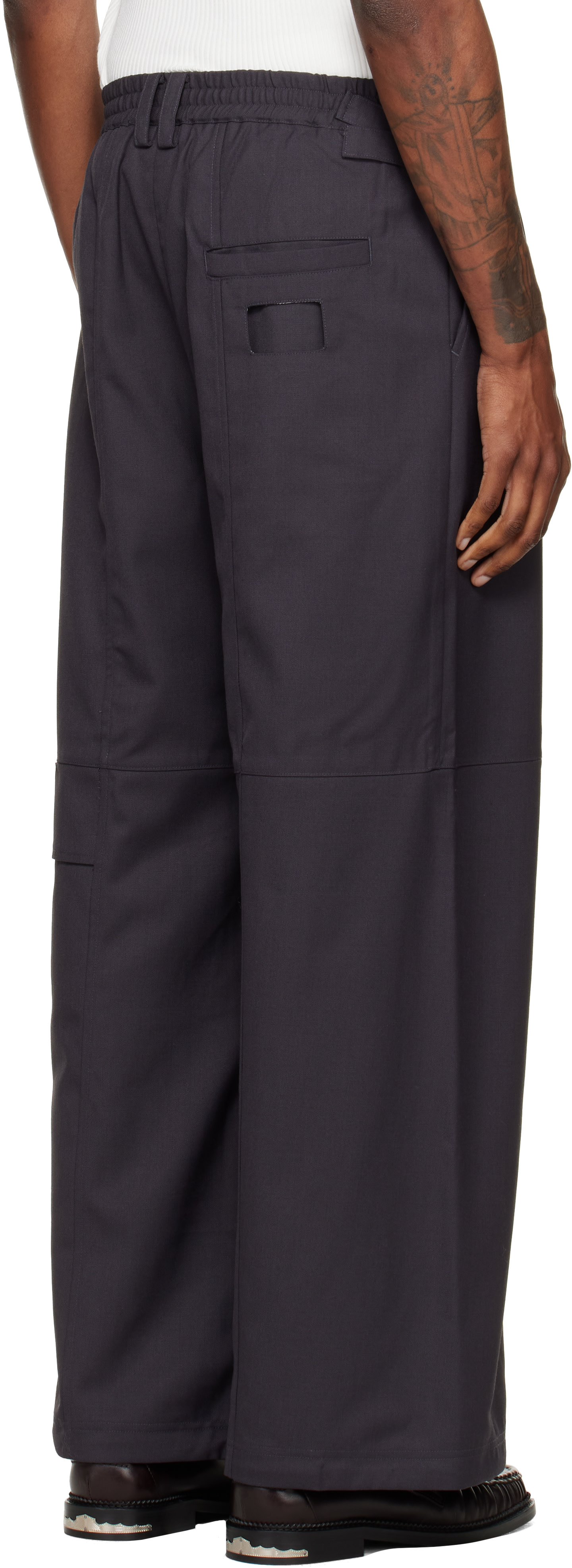 NULLUS - Gray Draped Slide Cargo Pants