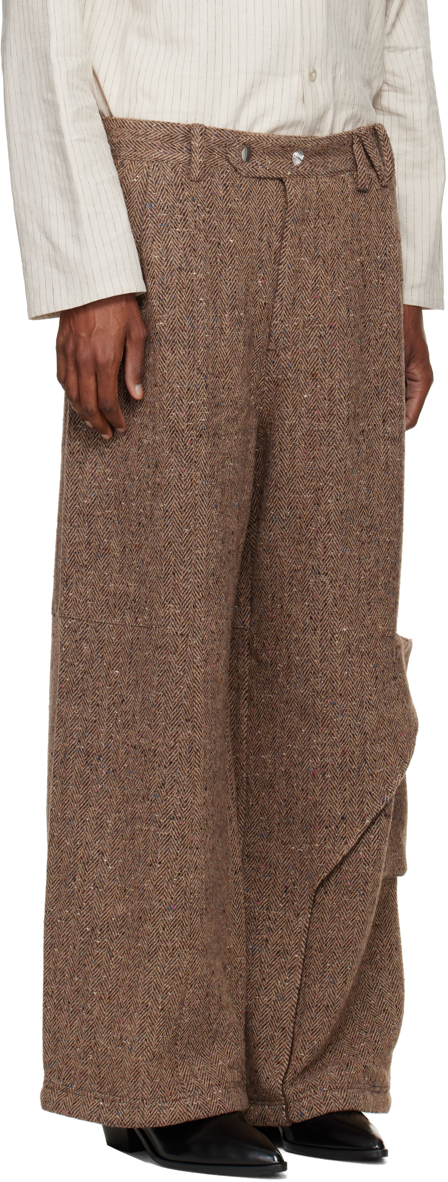 NULLUS - Beige Draped Slide Cargo Pants