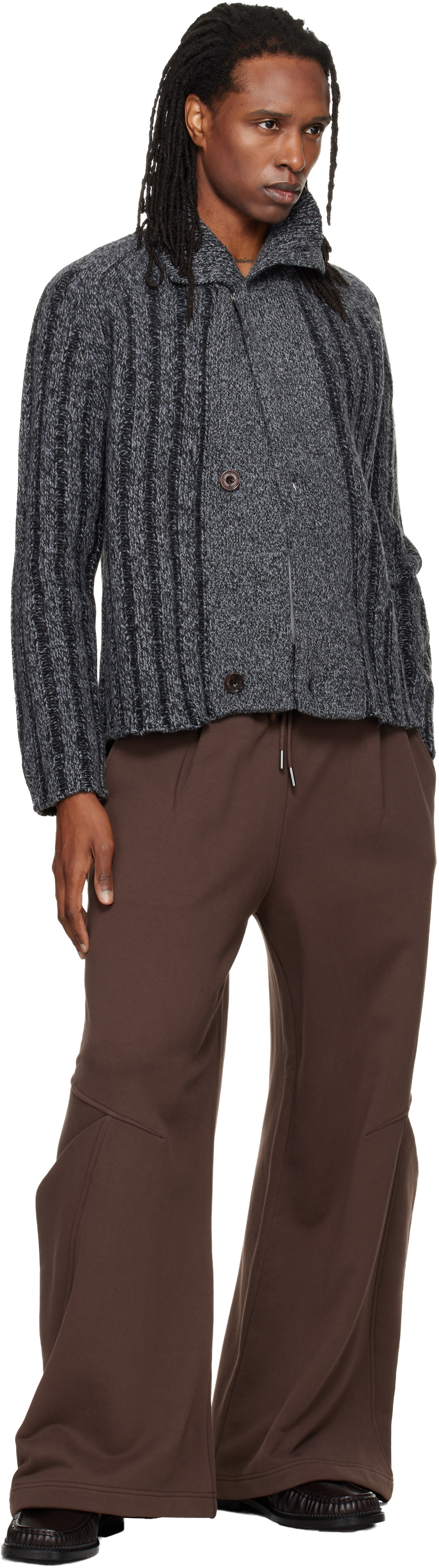 NULLUS - Pantalon de survêtement ample sculptural brun