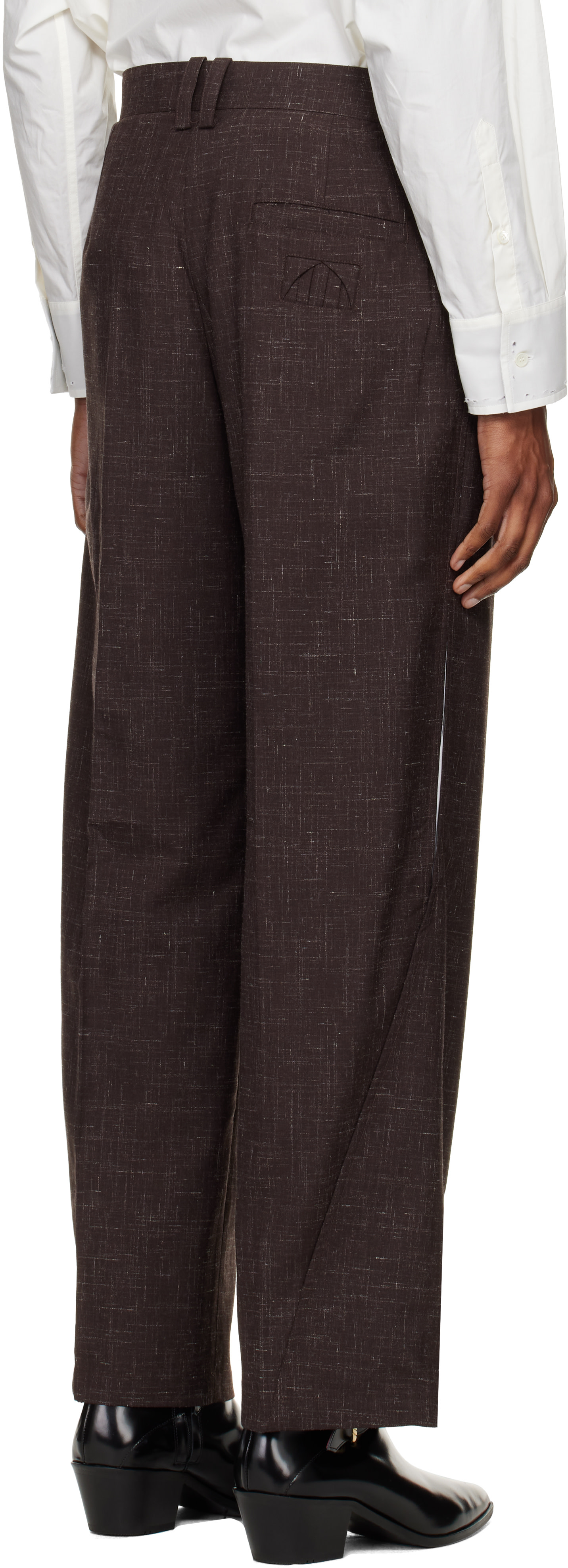 NULLUS - Brown Woolen Layered Tapered Trousers