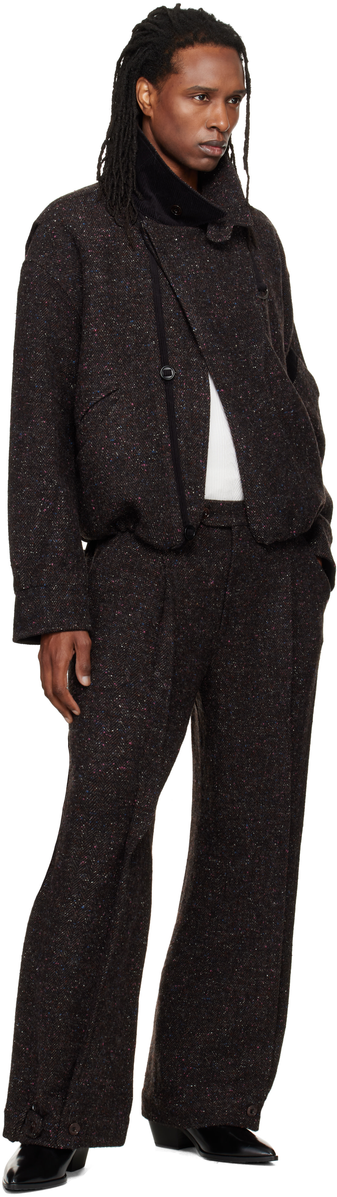 NULLUS - Gray Layered Folded Trousers