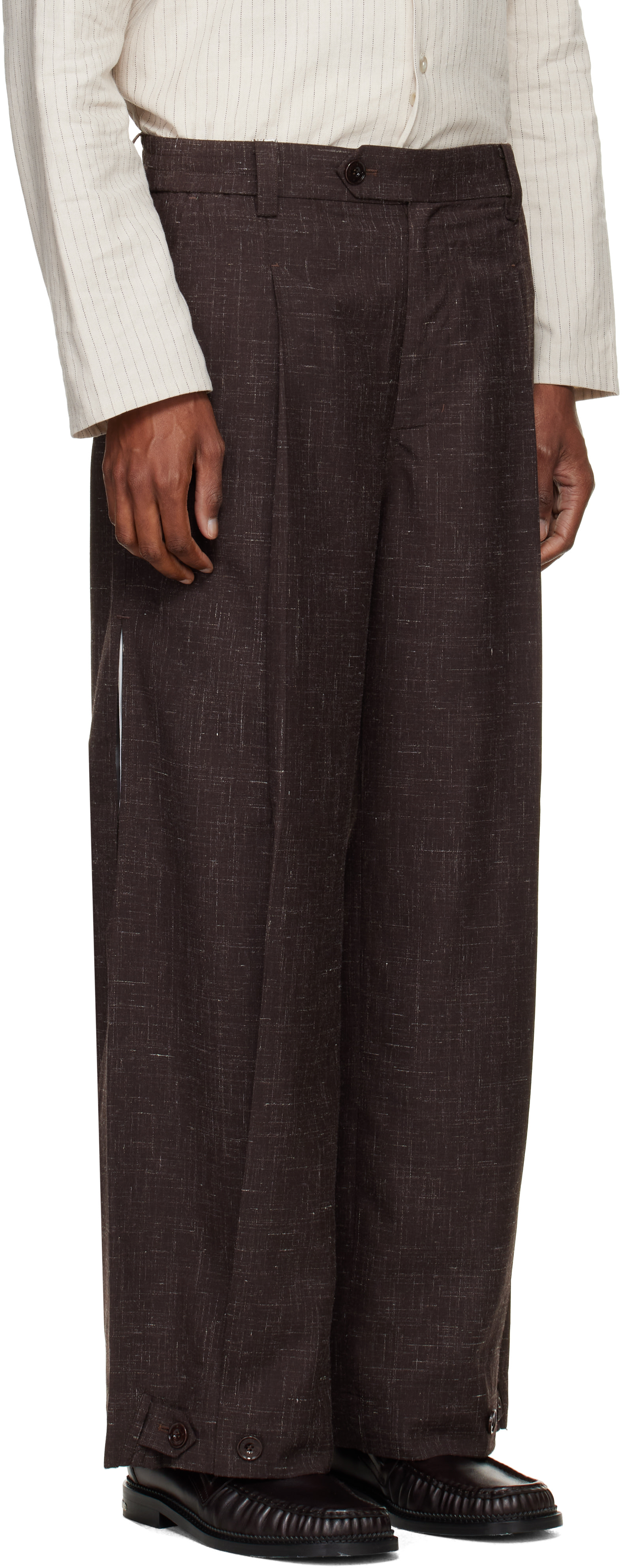 NULLUS - Brown Layered Folded Trousers
