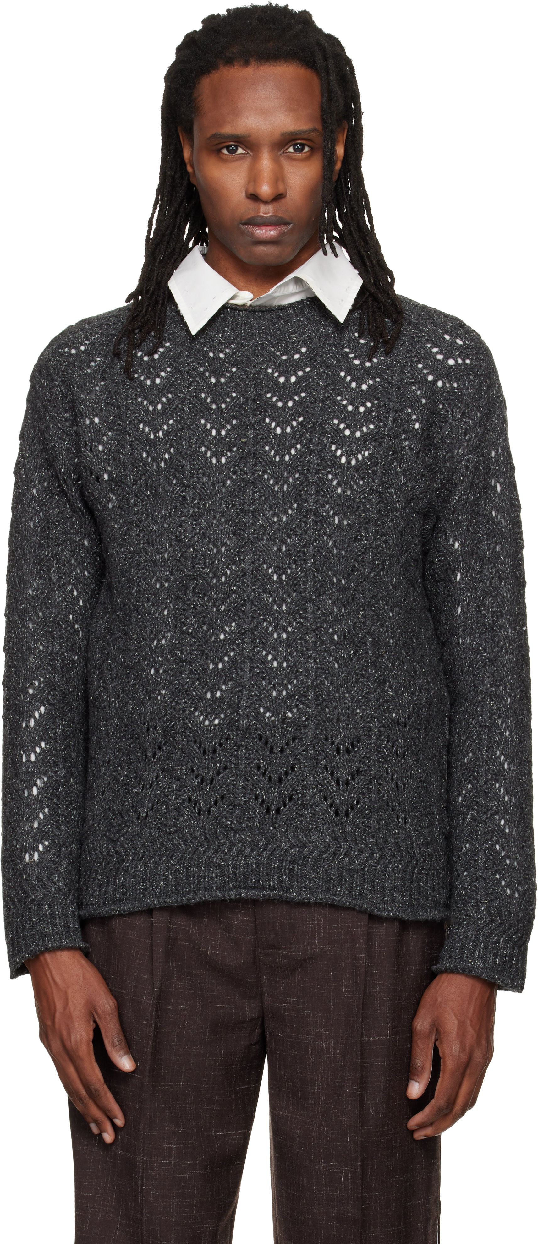 NULLUS - Gray Eyelet Sweater