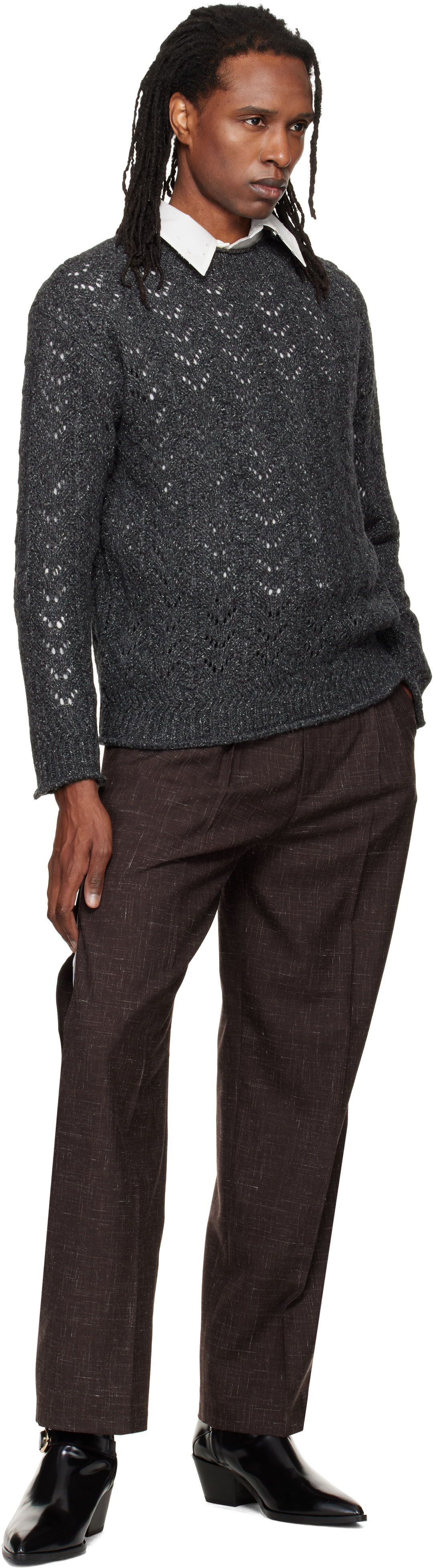 NULLUS - Gray Eyelet Sweater