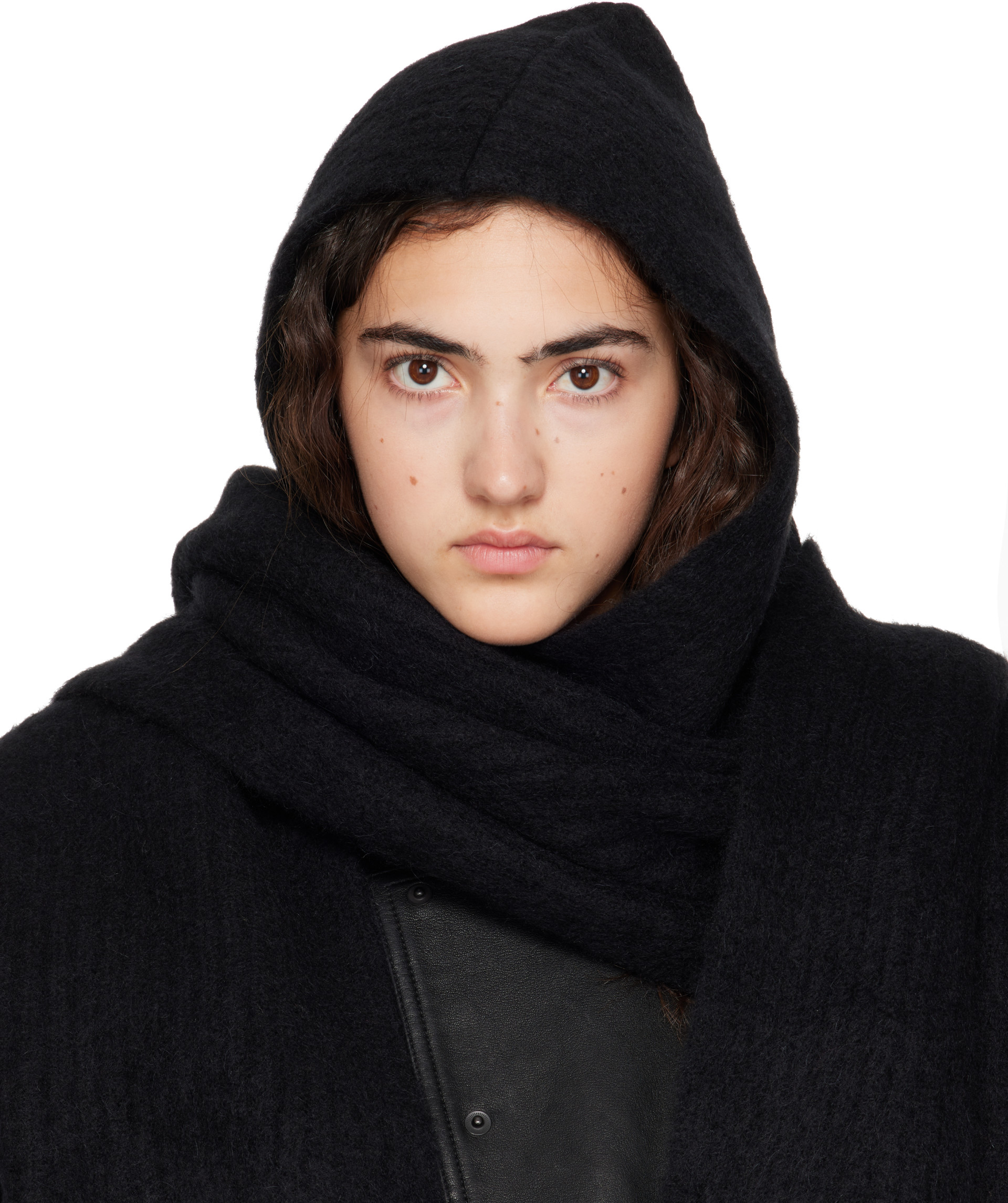 Givenchy - Écharpe noire en alpaga à capuche