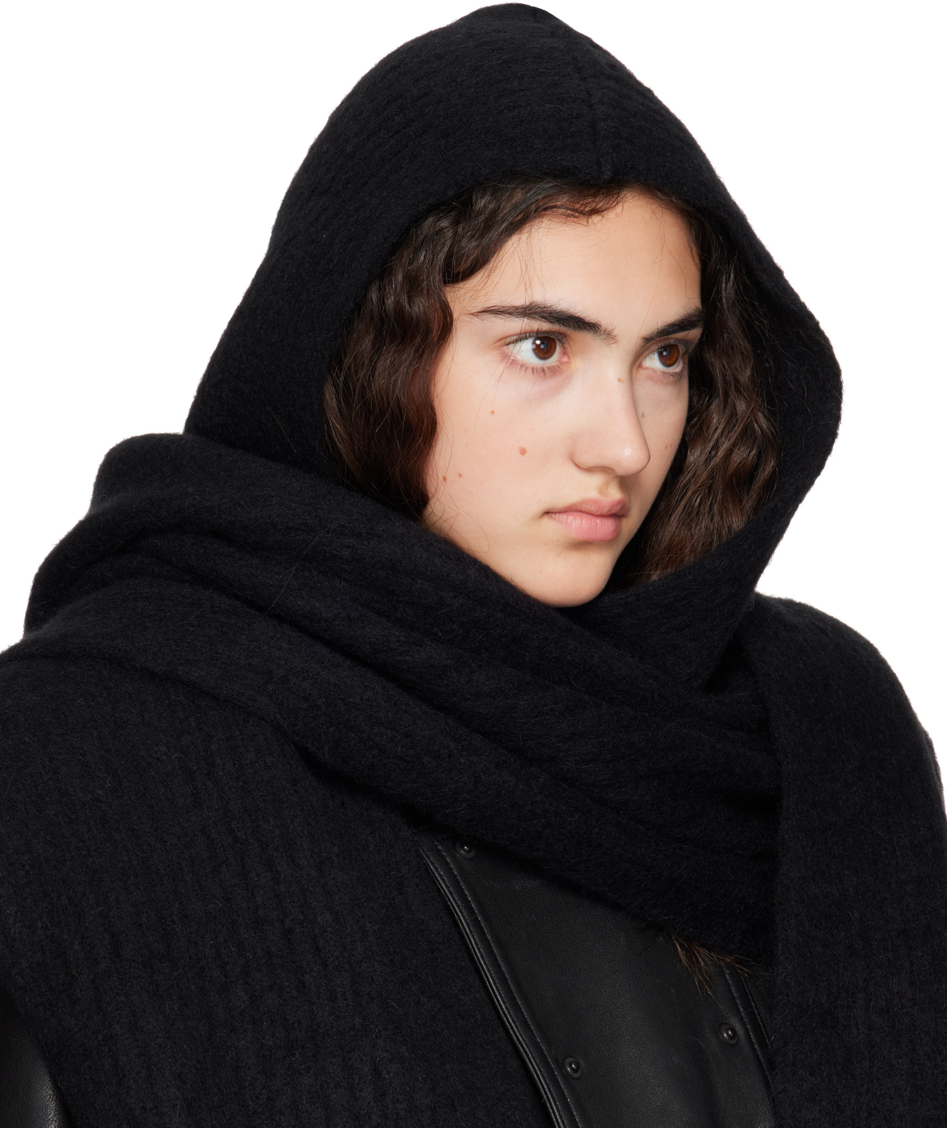 Givenchy - Écharpe noire en alpaga à capuche