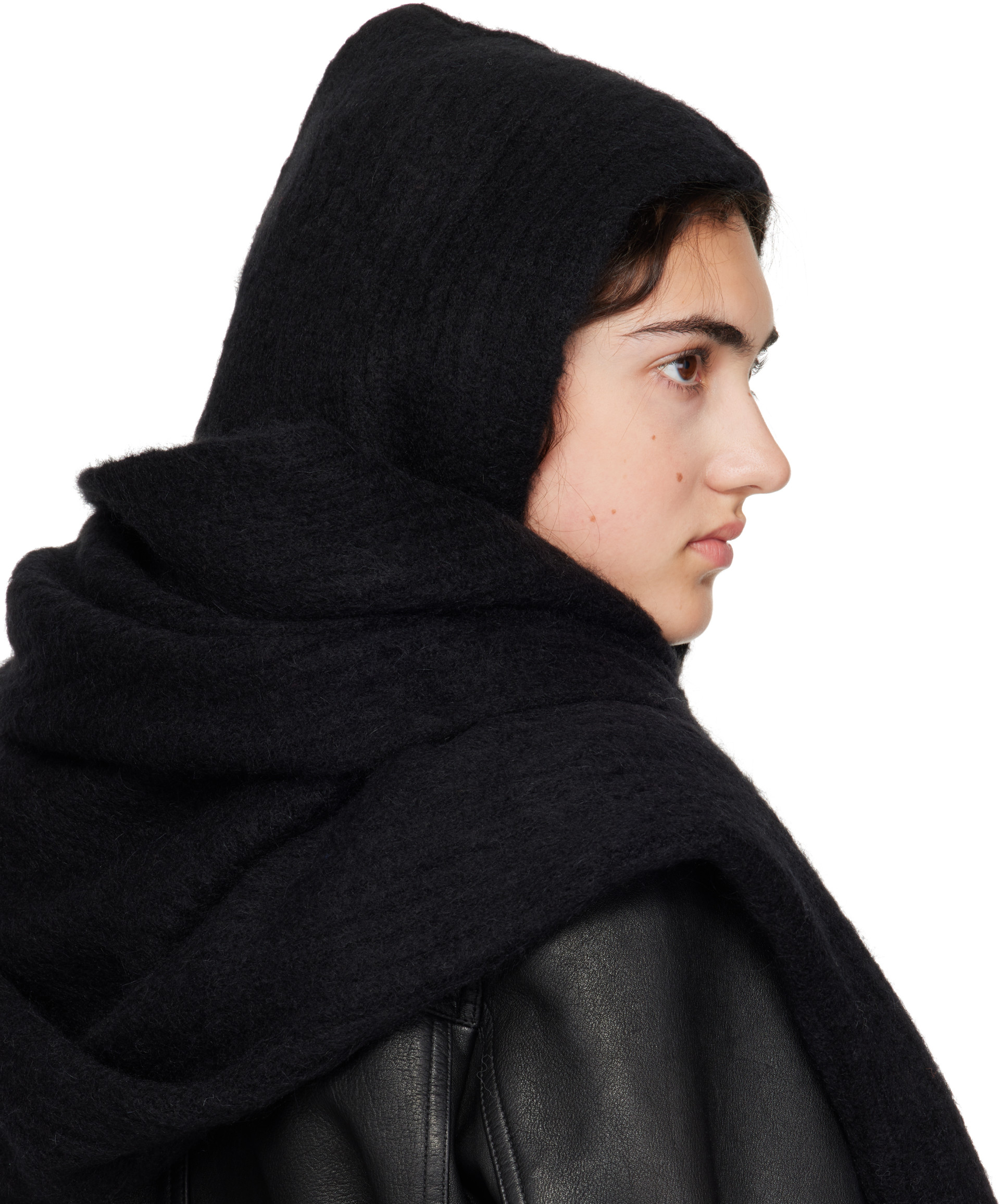 Givenchy - Écharpe noire en alpaga à capuche