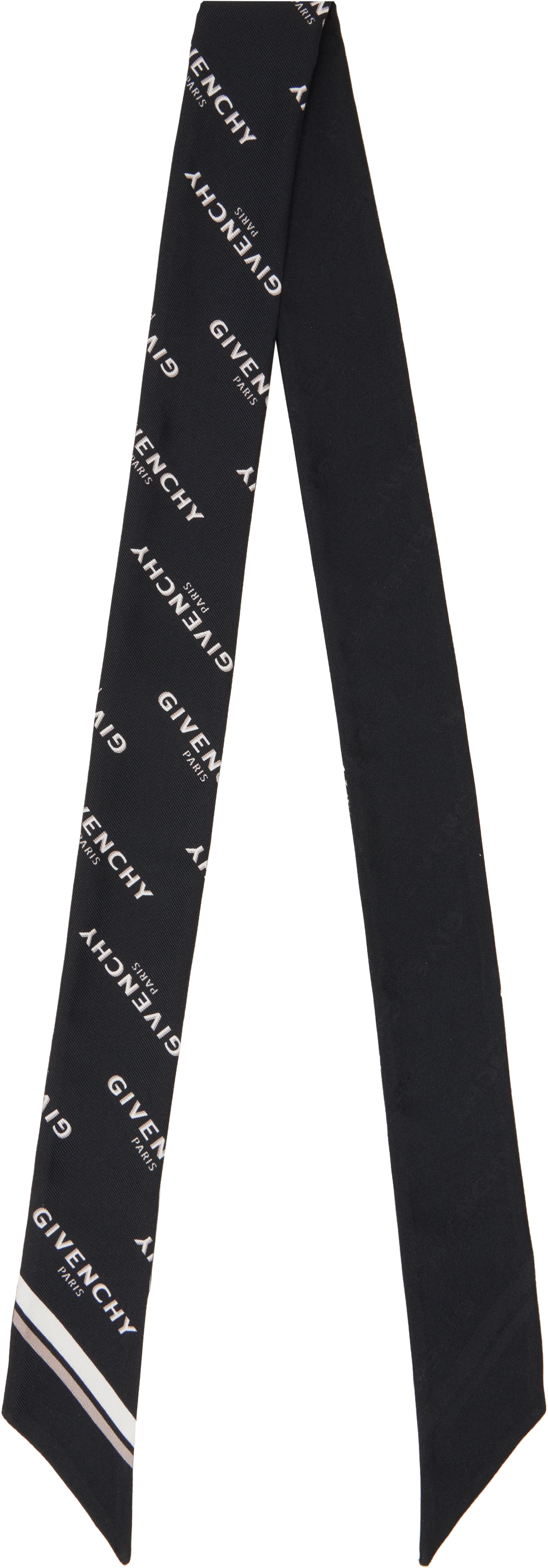 Givenchy: Black 'Givenchy Shadow' Bicolor Bandeau Silk Scarf | SSENSE