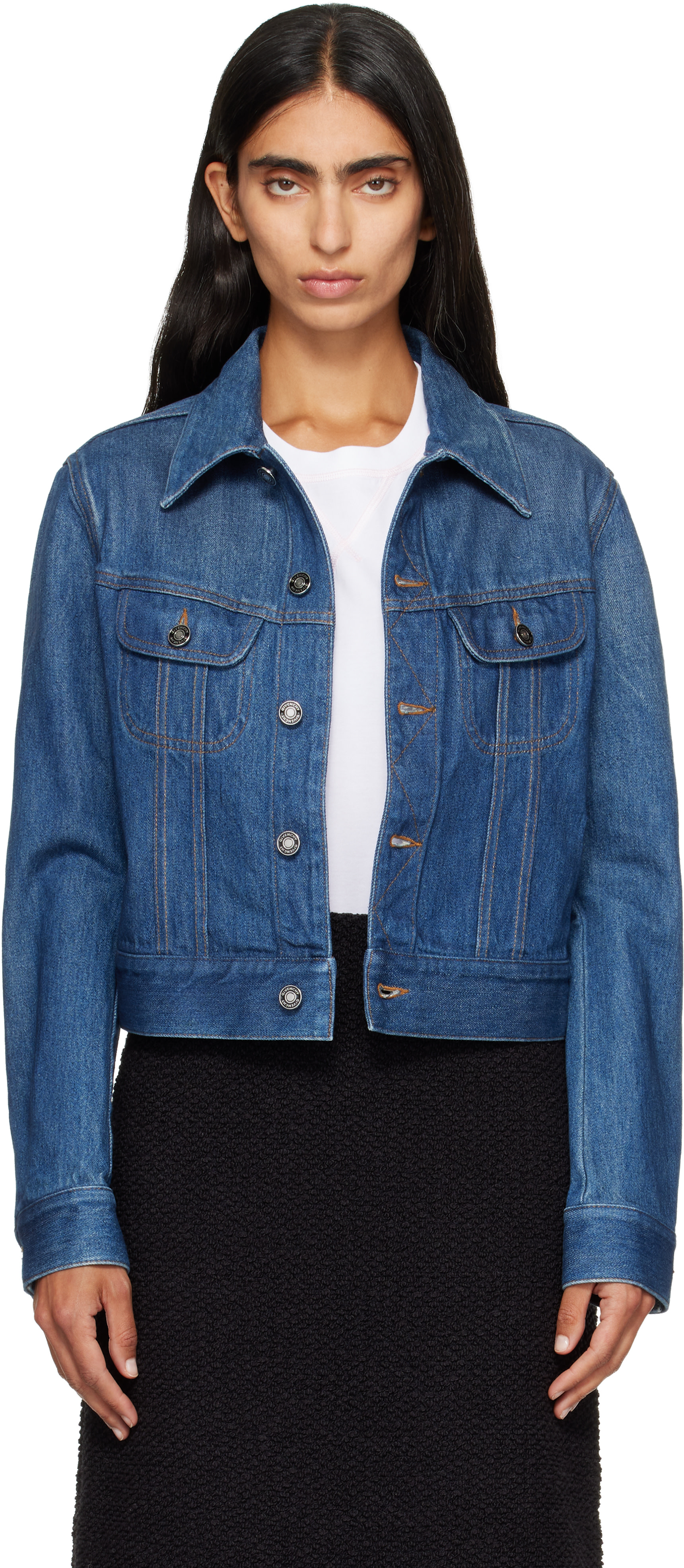 Givenchy - Blouson bleu en denim à coupe régulière