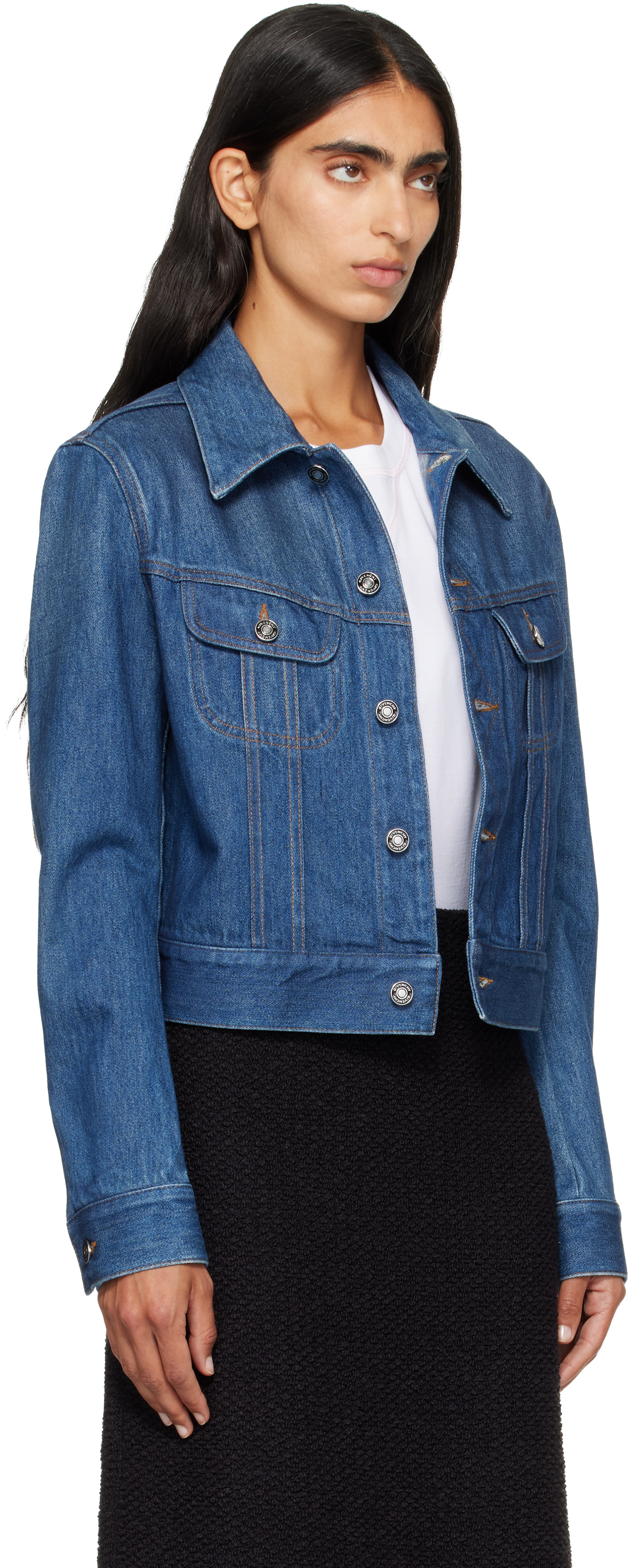 Givenchy - Blouson bleu en denim à coupe régulière