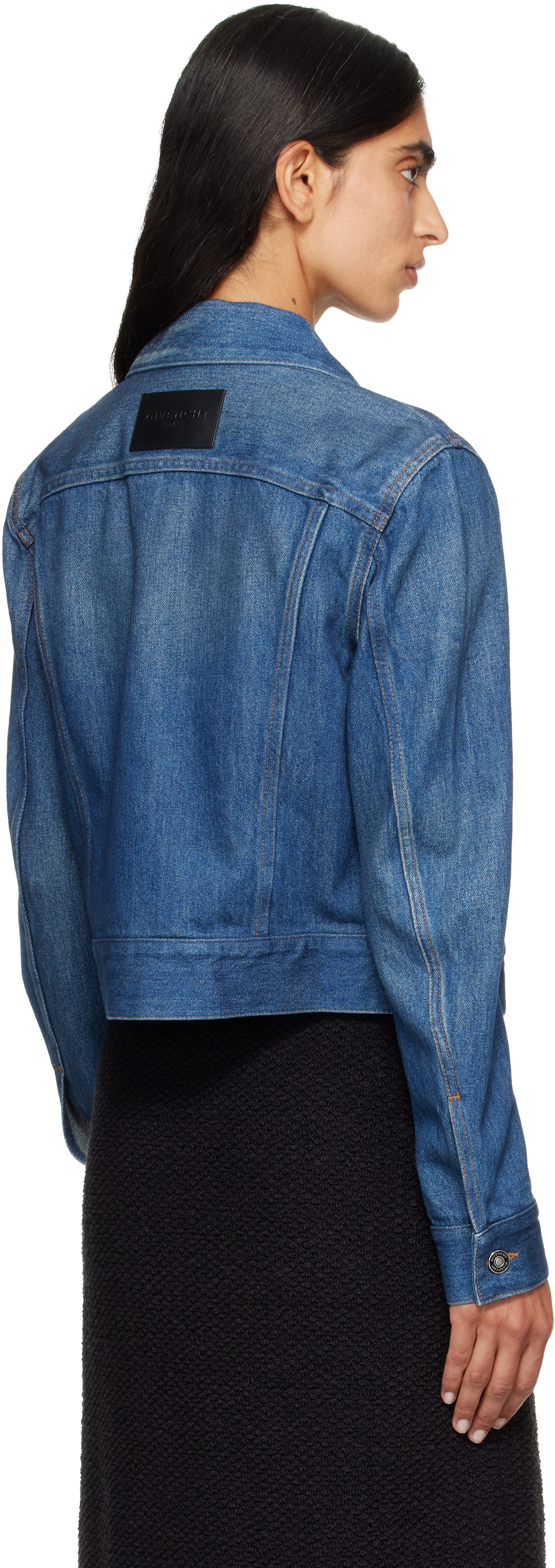 Givenchy - Blouson bleu en denim à coupe régulière
