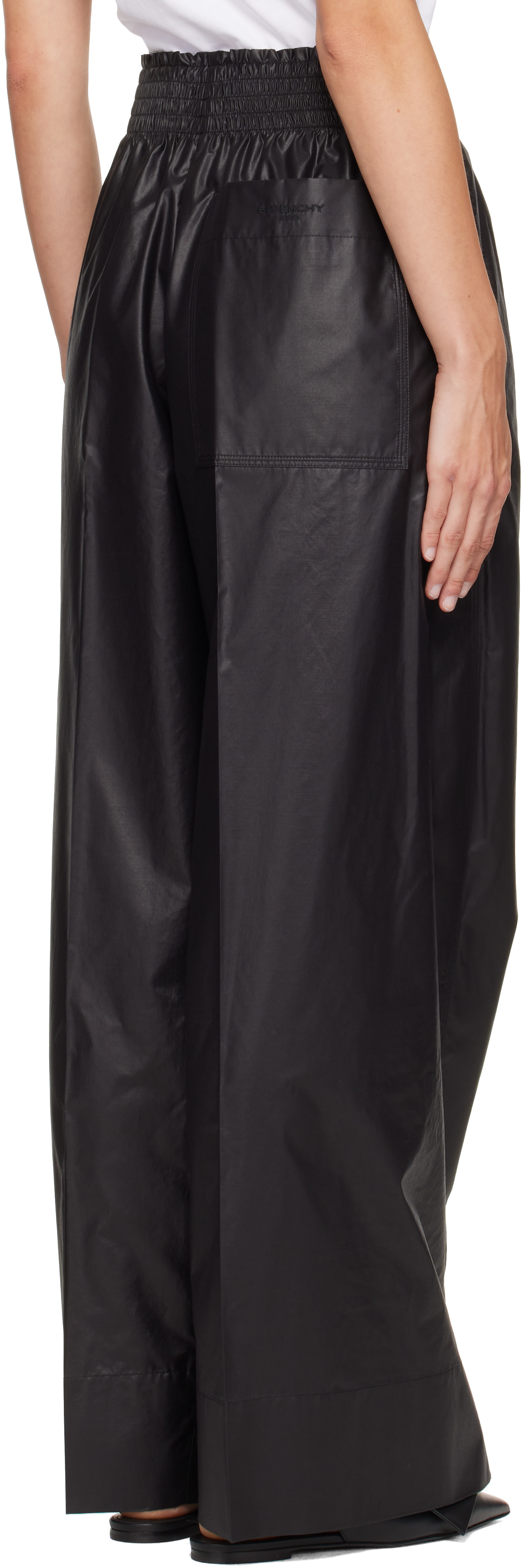 Givenchy - Pantalon noir en popeline technique à coupe cocon et taille élastique
