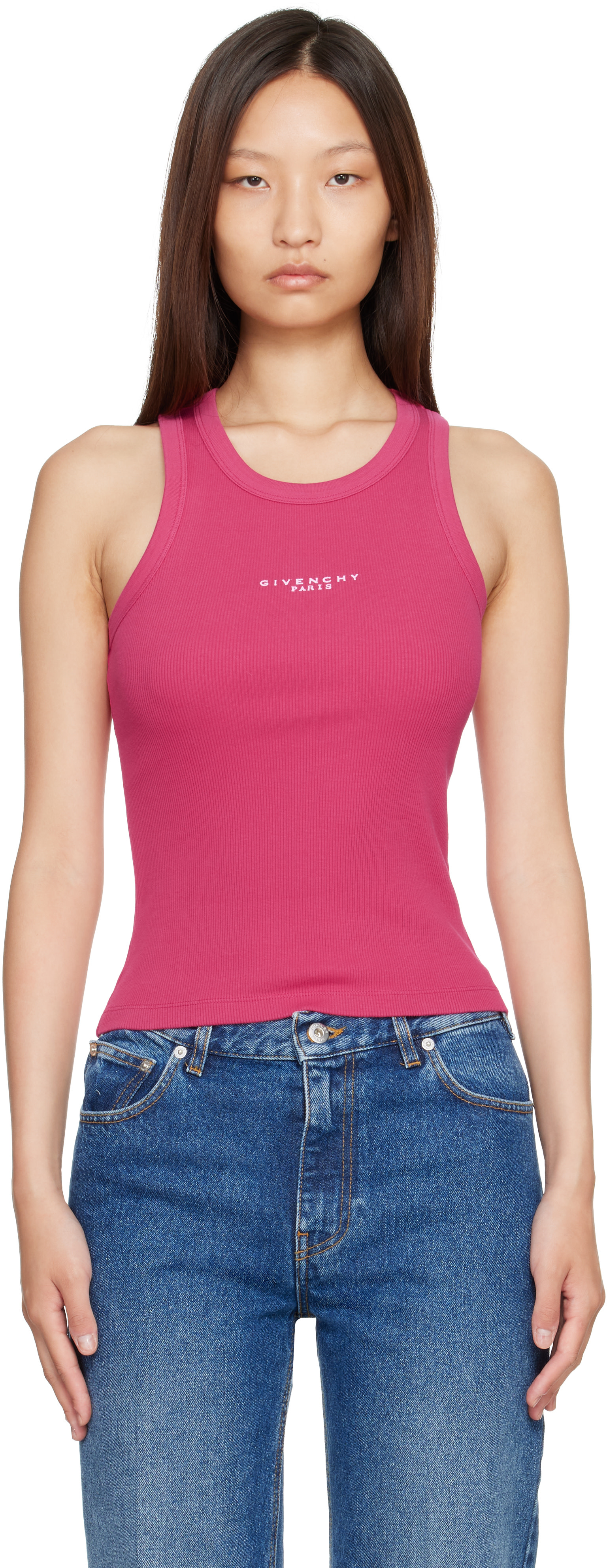 Givenchy - Débardeur ajusté rose à logo